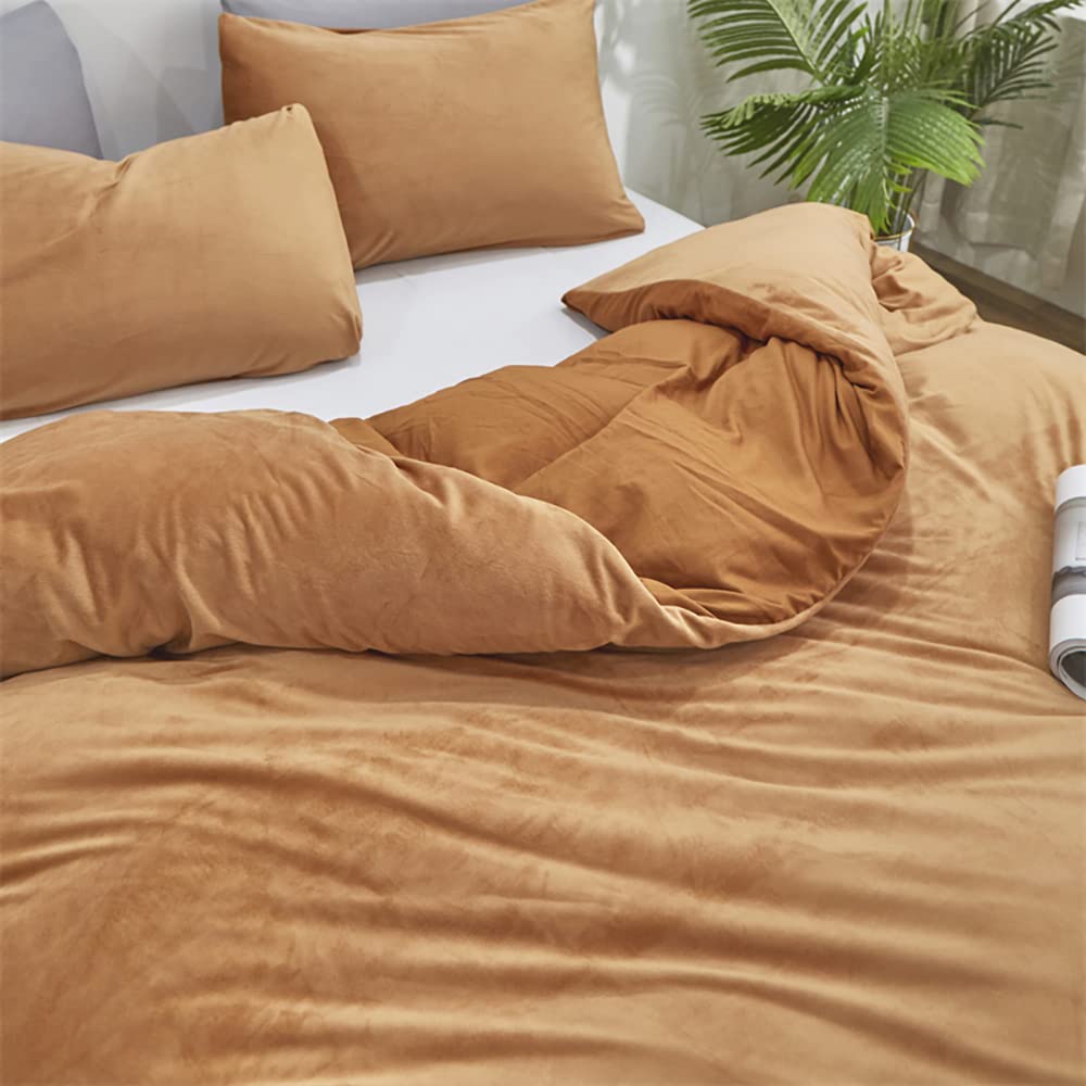 King Size Velvet Orange Sherpa Comforter Set - Soft Fluffy Warm Fuzzy Blanket for Winter Bedding | Pumpkin & Cinnamon Dusty Orange Brown | Perfect for Cozy Nights & Cold Weather