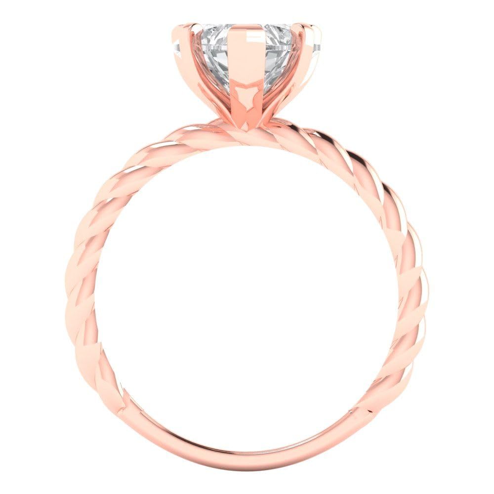 2.0 Carat Brilliant Heart Cut Clear Simulated Diamond 14K Rose Gold Solitaire Ring for Engagement, Promise, Bridal & Anniversary - Perfect for Proposals, Weddings & Romantic Gifts