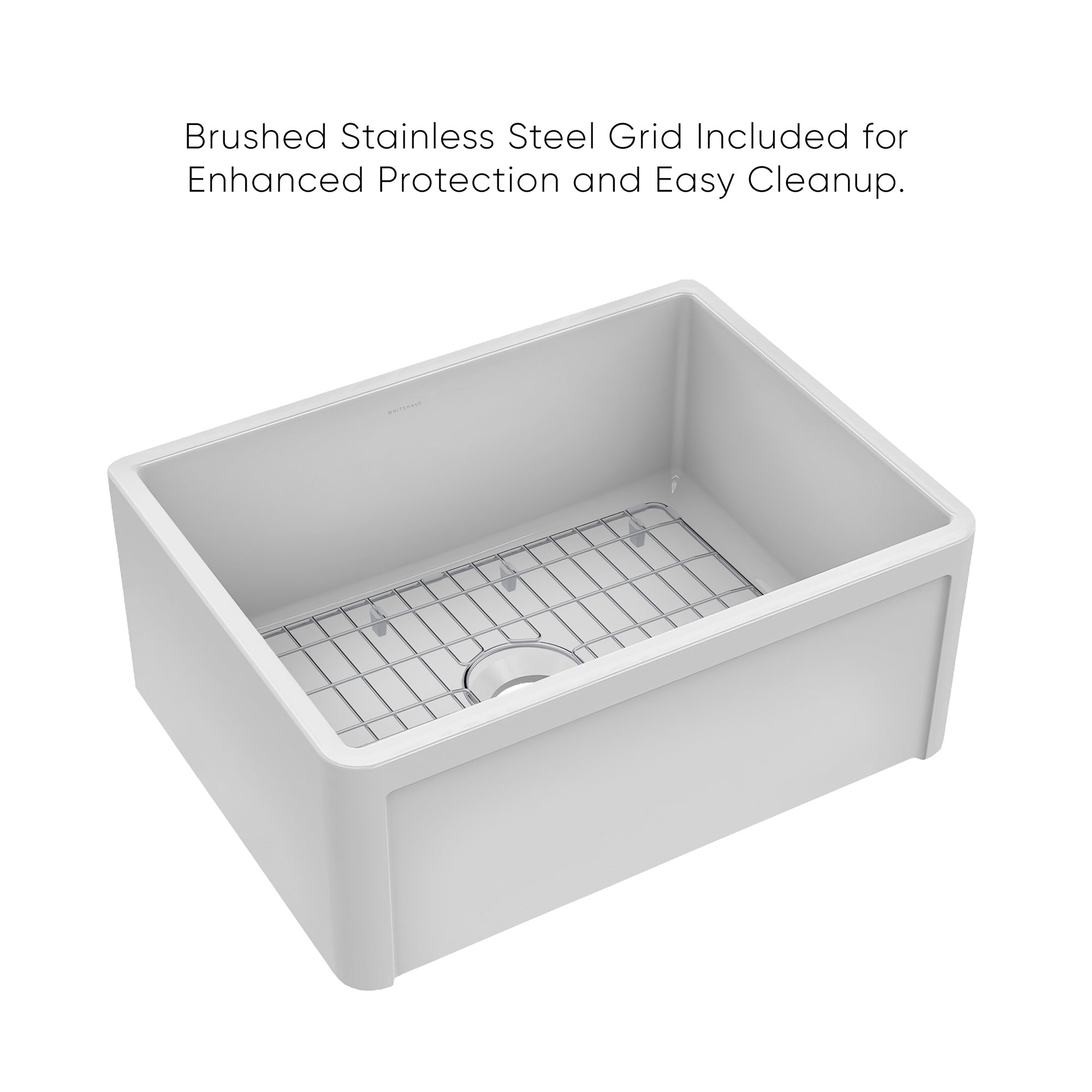 Premium Reversible Fireclay Kitchen Sink with Grid - 3 Edge Frame & Plain Front Apron - Durable Farmhouse Sink for Modern Kitchens & Remodeling Projects