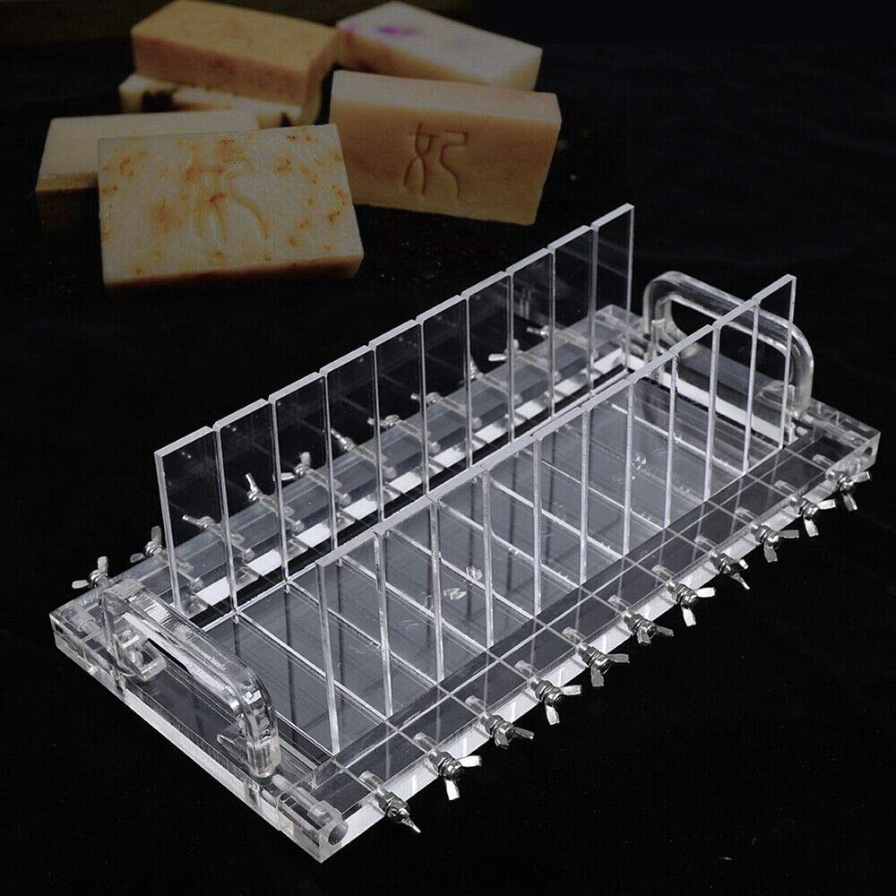 OUKANING 1.18 Inch Transparent Acrylic Soap Loaf Cutter - Handmade Soap Cutting Tool with Wire Slicer for DIY Soap Making, Wide Cutting Mold for Crafting Homemade Soaps - Perfect for Artisan Soap Makers and DIY Bath Products