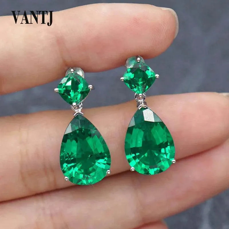 10K Gold Earrings with Lab-Grown Emerald & Moissanite | Sterling Silver Fine Jewelry for Women | Elegant Party & Wedding Gift | Perfect for Anniversaries, Date Nights & Special Occasions