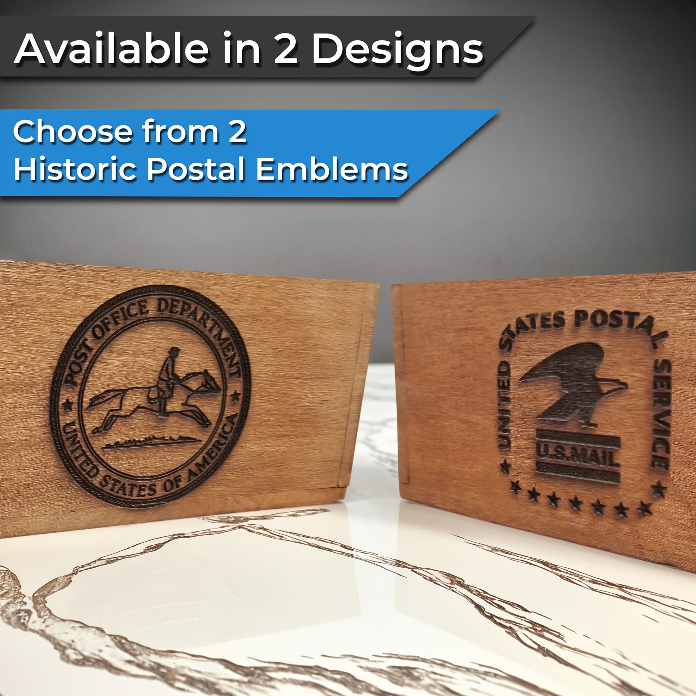 Farmhouse Wooden Mail Organizer - Rustic Countertop Letter Holder for Desk, Kitchen & Entryway - Brown Eagle Design for Home Office Organization