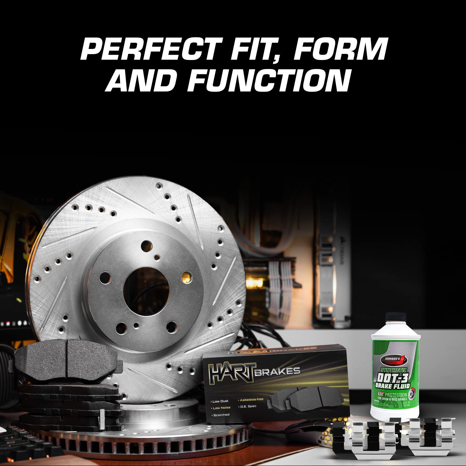 Hart Brakes Front & Rear Brake Pads and Rotors Kit - Semi-Metallic Brake Pads with Hardware Kit | PHCC.54047.43 | Perfect for Car Maintenance, DIY Brake Replacement, and Auto Repair Shops