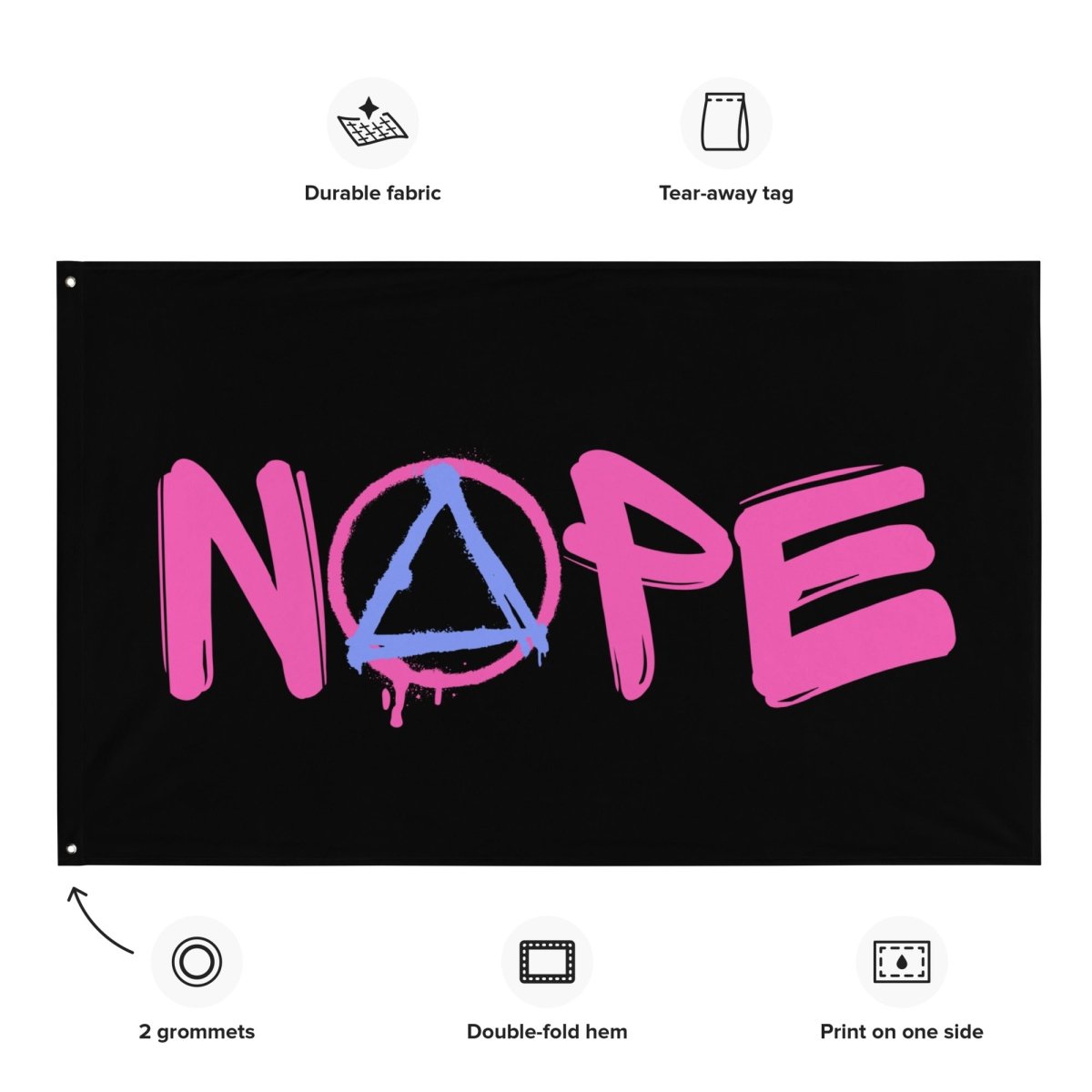 Nope Wall Flag - Funny Sarcastic Home Decor for Living Room, Bedroom, or Dorm - Perfect for Parties, Gifts & Room Decorations
