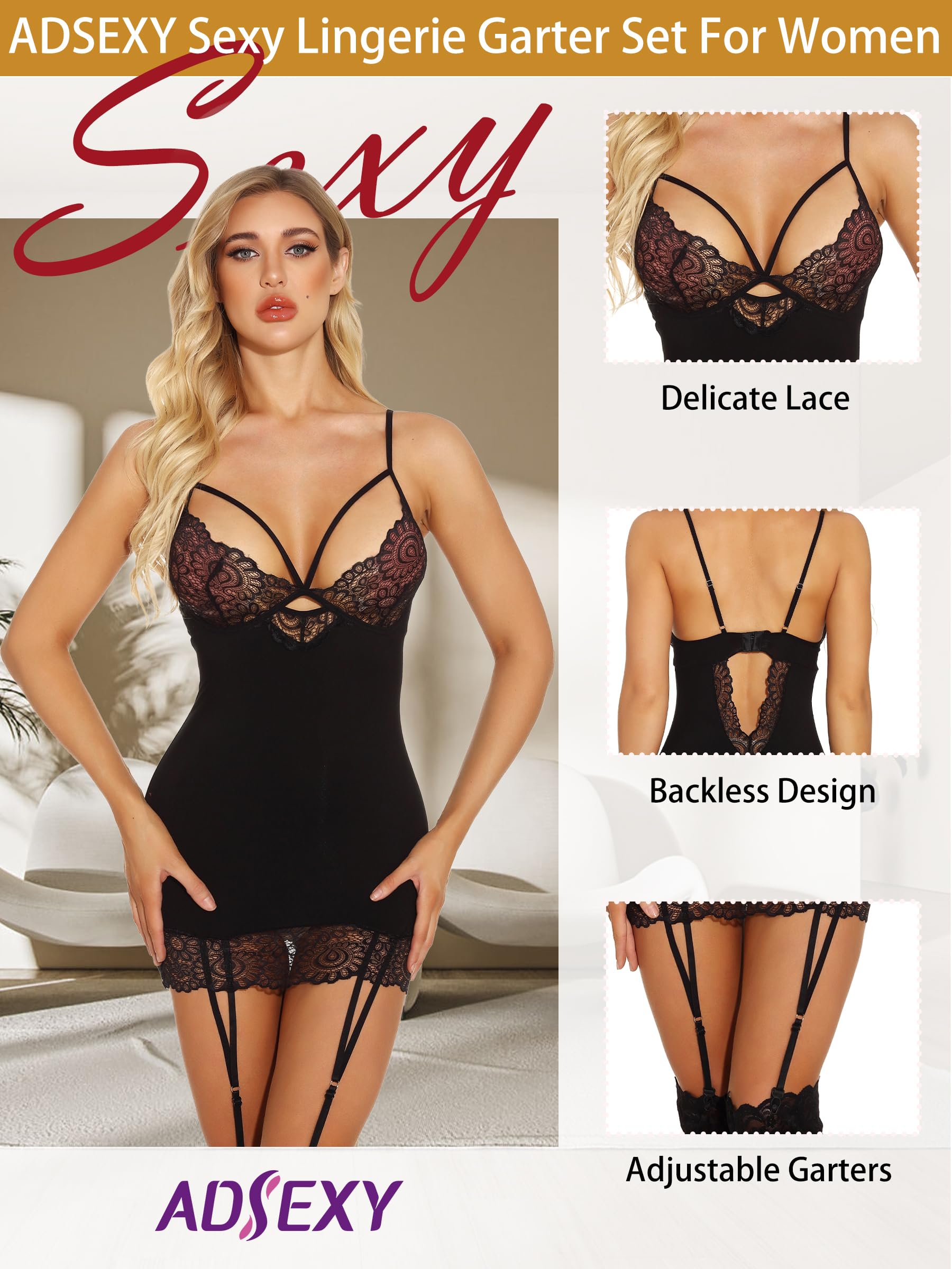 Sheer Lace Teddy Bodysuit with Garter Belt - Sexy See-Through Lingerie for Women | Perfect for Valentine's Day, Bridal Shower & Romantic Nights