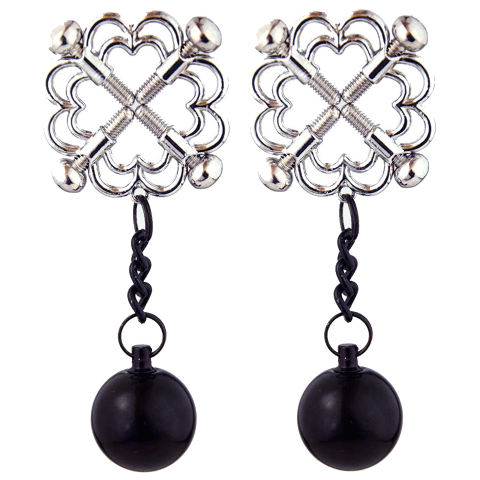 Freebily Non-Piercing Nipple Clamp - Stainless Steel Faux Body Jewelry for Adults - Perfect for BDSM, Fetish Play & Sensual Enhancement