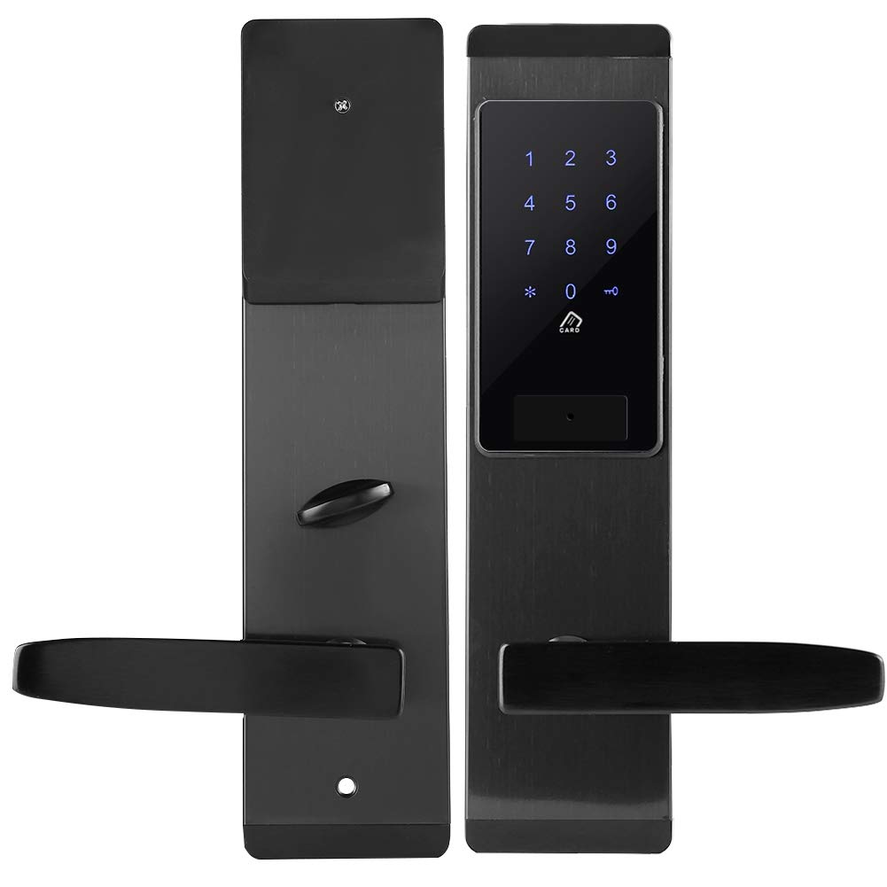Smart Keyless Entry Door Lock - Electronic Touchscreen Keypad & RFID Card Door Lock with Handle for Home & Apartment Security | Easy Installation for Front Door, Back Door & Rental Properties