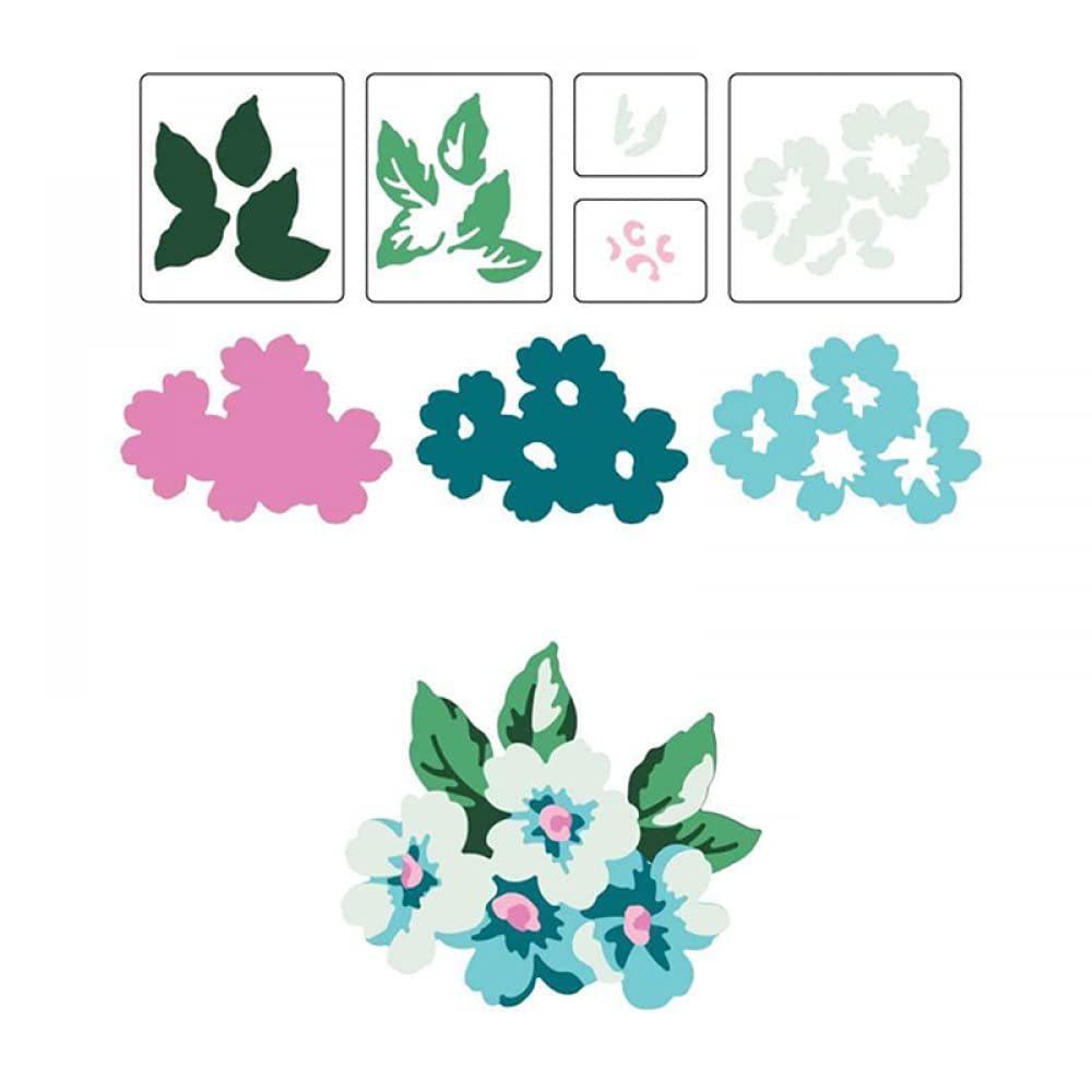 CYFUN DESIGN Flower Cluster Layering Dies for Card Making, Embossing Stencil Die Cuts, Punch Template Metal Cutting Dies for DIY Scrapbooking, Paper Crafting, Handmade Crafts, Scrapbook & Photo Album Decor - Perfect for Wedding Invitations, Greeting Cards, and Home Decor Projects