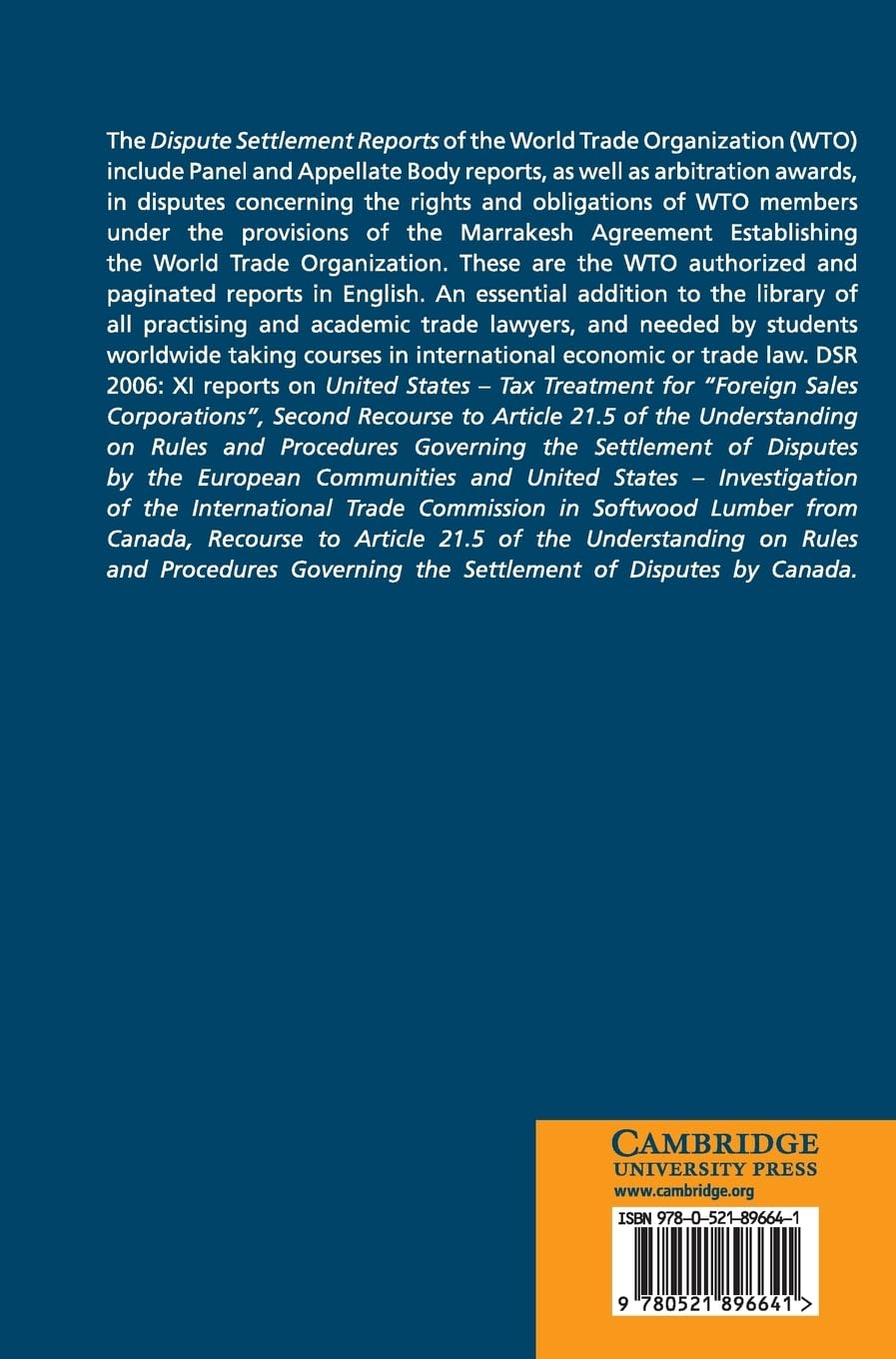 WTO Dispute Settlement Reports 2006 Volume 11: Legal Case Analysis & International Trade Law Reference for Academics & Professionals