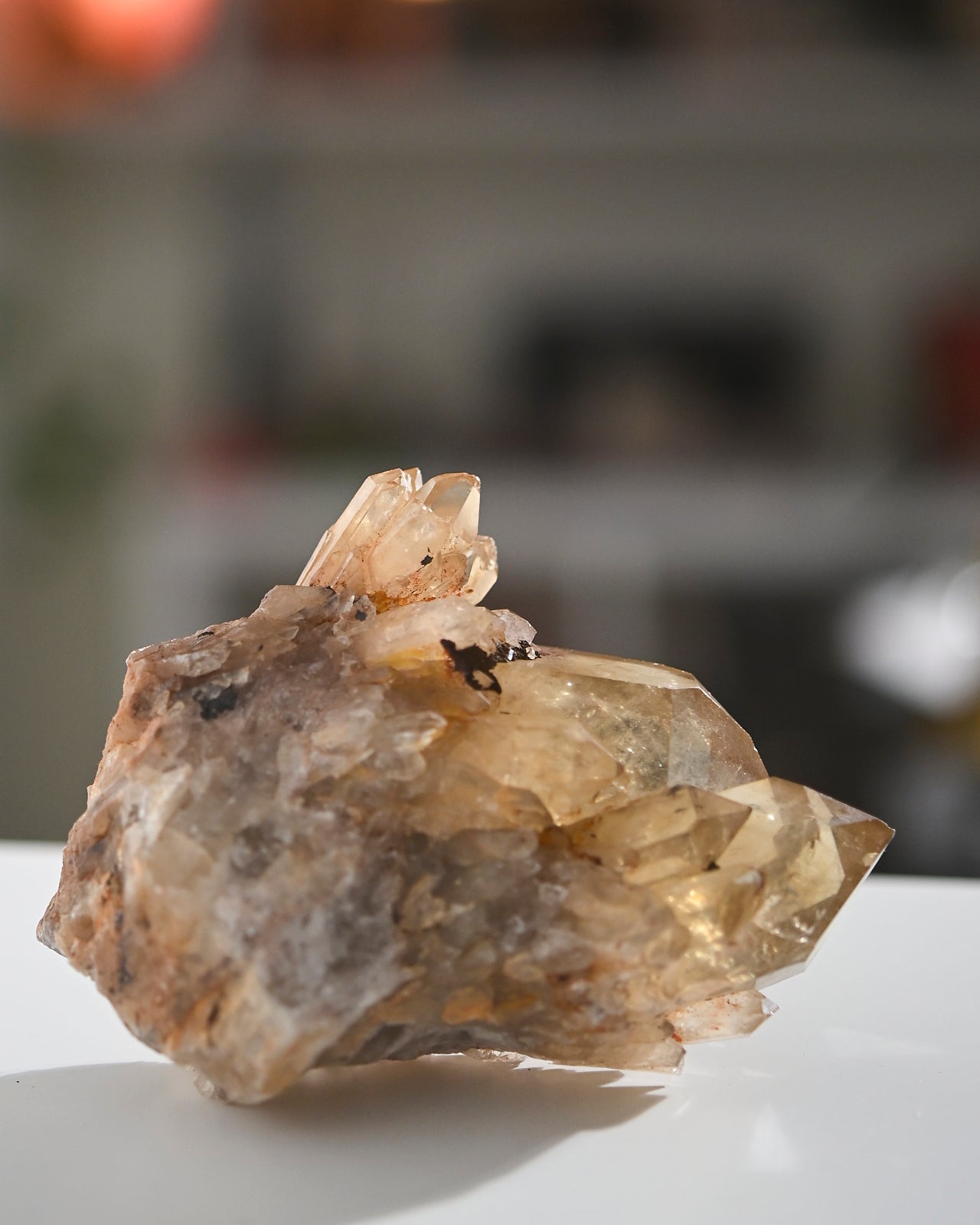Natural Elestial Citrine Crystal Cluster - 1.2lb Raw Healing Stone for Meditation, Reiki, Chakra Balancing & Home Decor