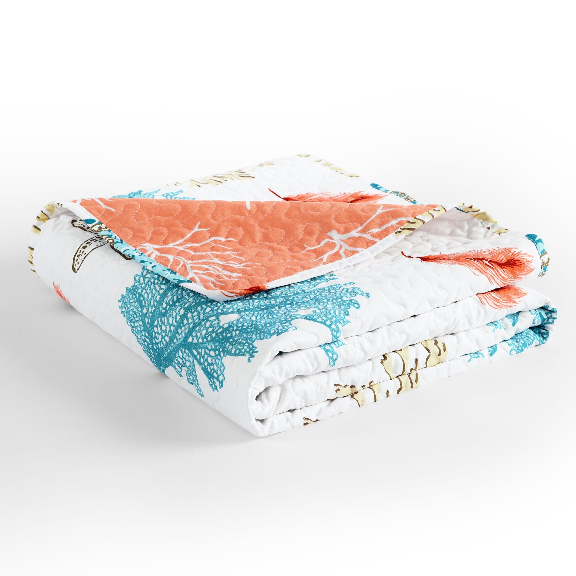 Coastal Reef Feather Throw Blanket - Soft & Lightweight Decorative Throw for Couch, Bed, Sofa - Perfect for Home Decor, Living Room, Bedroom & Cozy Nights
