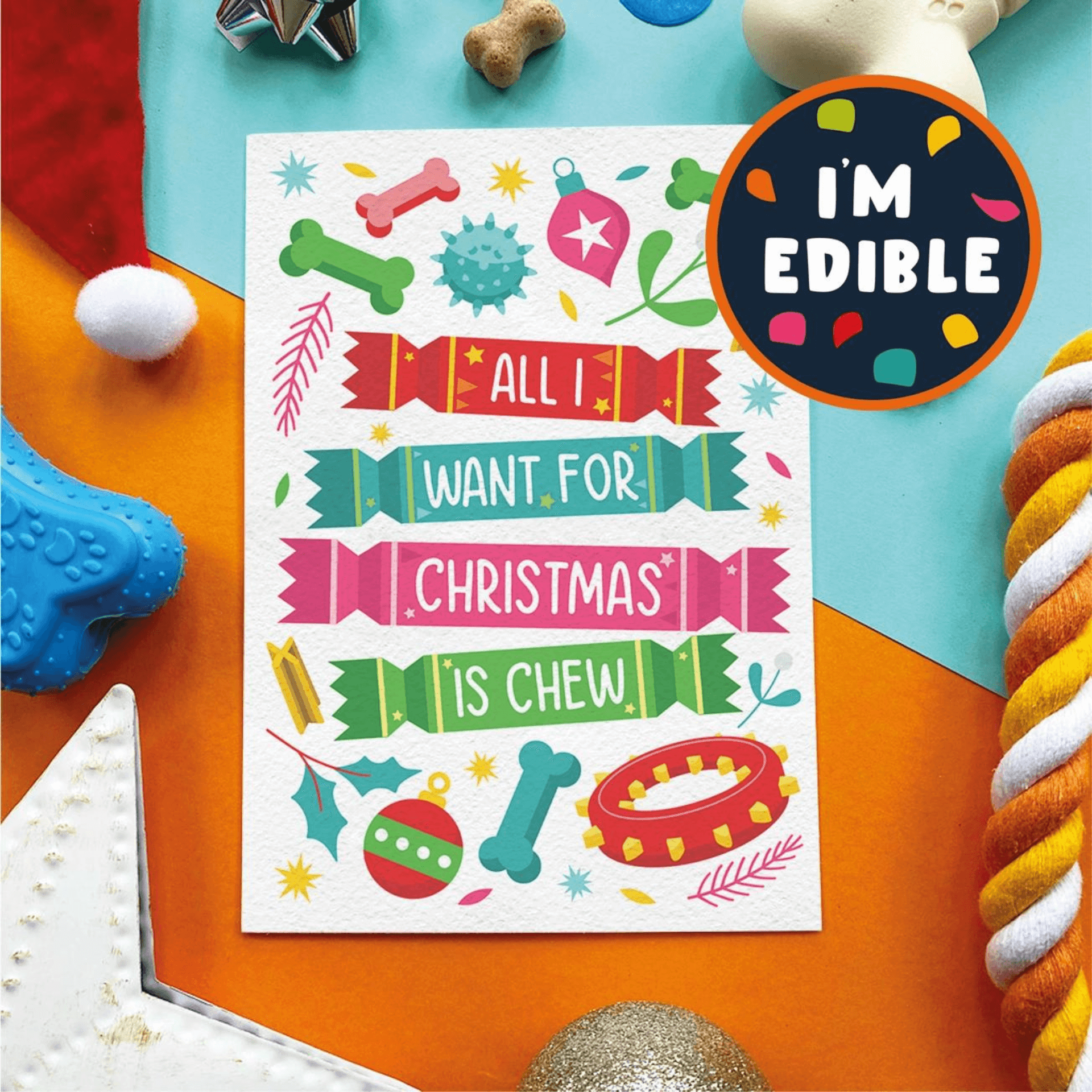 Chewable Christmas Cards for Dogs - Edible Holiday Greeting Cards for Pets - Perfect for Gifting & Holiday Celebrations