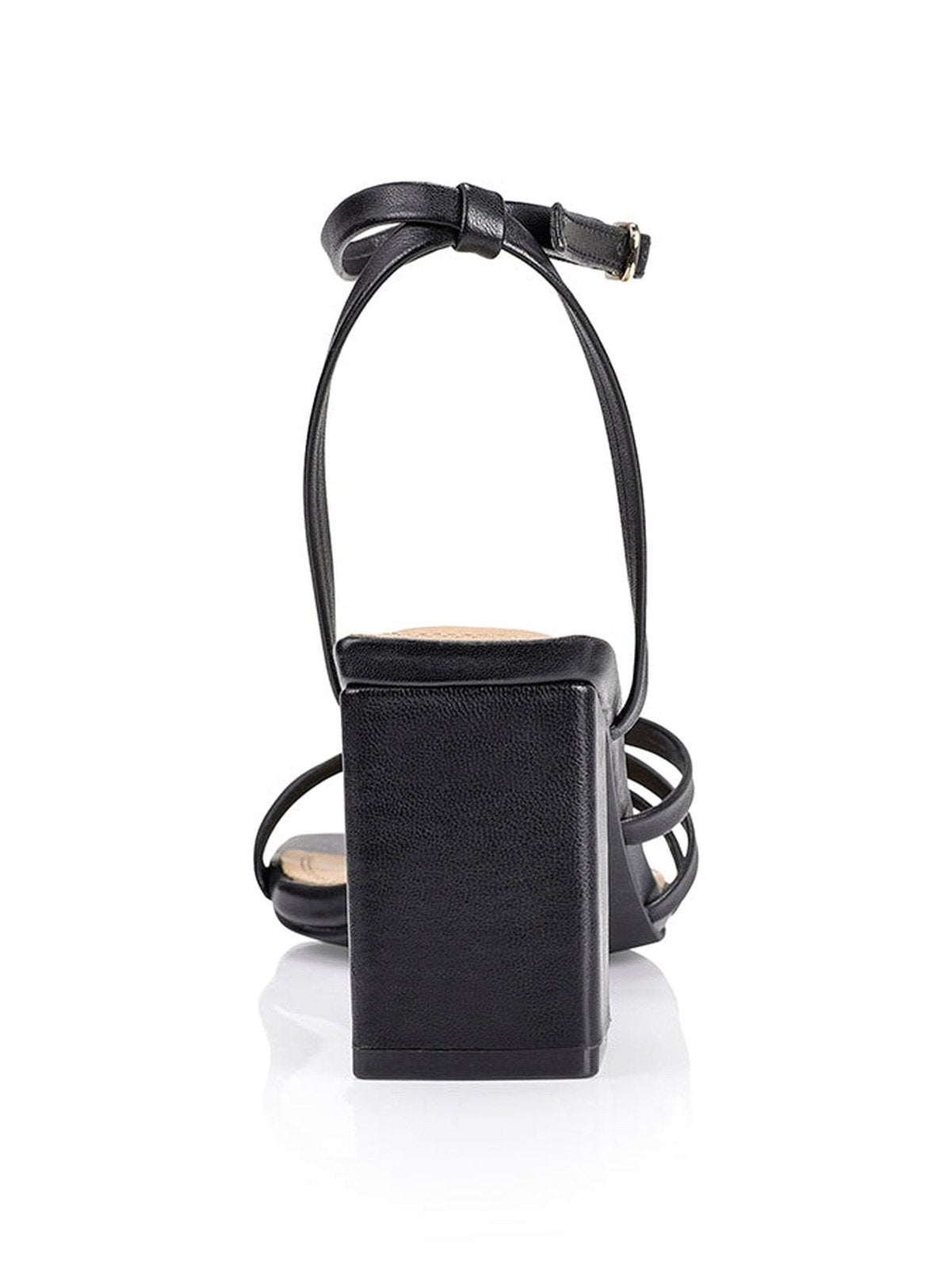 Tessie Women's Black Leather Block Heel Sandals - Comfortable Dressy Summer Shoes for Weddings, Parties & Office Wear