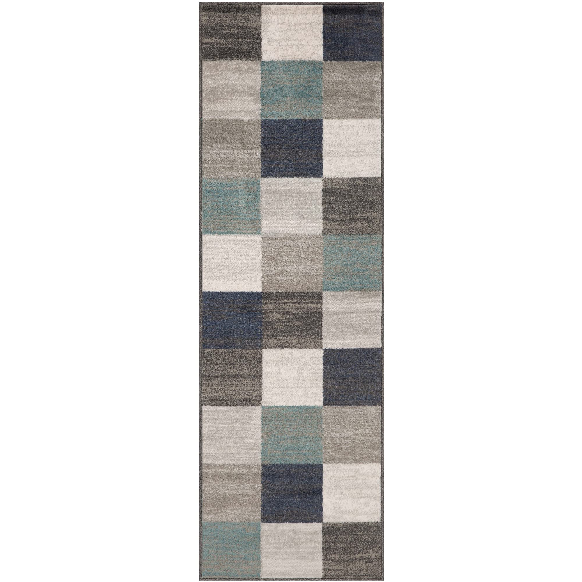Premium Indoor Runner Rug - Modern Neutral Geometric Design for Living Room, Dining, Kitchen, Bedroom, Office & Nursery - Woven Jute Backing - Rockaway Collection 2'7