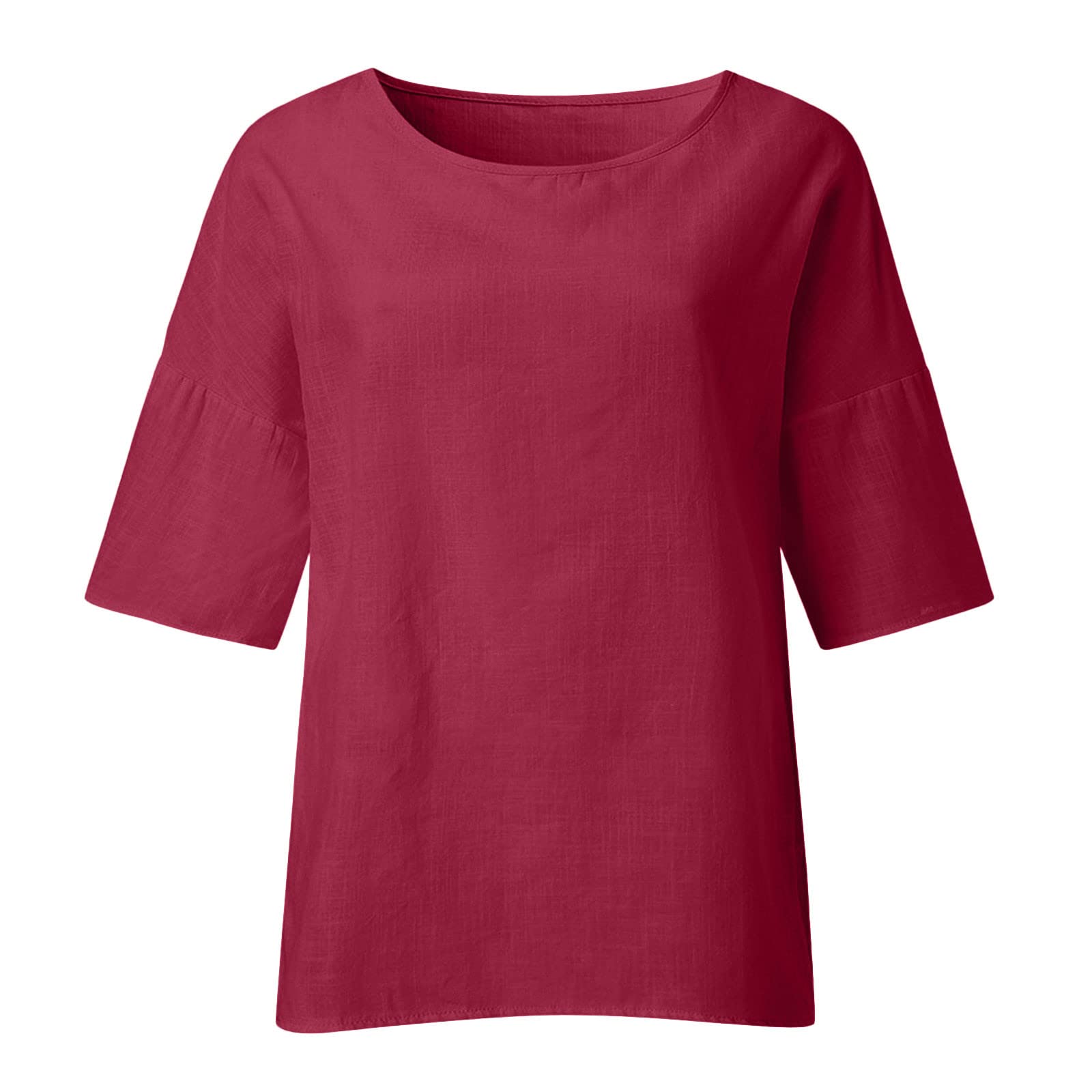 APIVOE Women's Cotton Linen Shirt - 3/4 Sleeve Summer Blouse for Casual & Dressy Wear