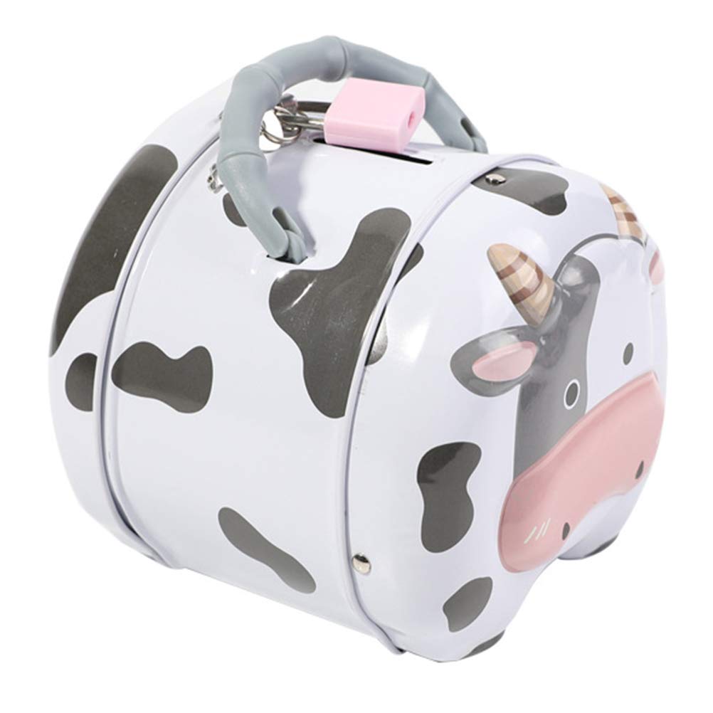 Adorable Milk Cow Piggy Bank - Tinplate Money Box for Kids Savings | Perfect for Birthday Gifts, Allowance Tracking & Financial Education