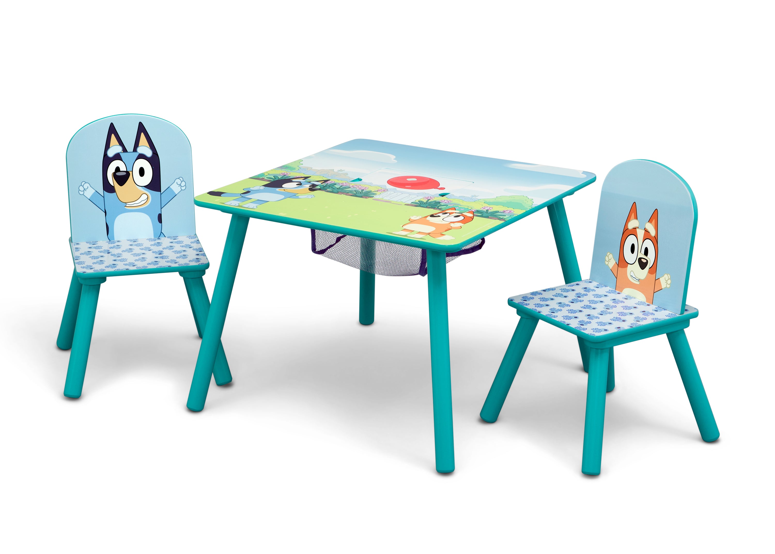 Bluey Kids Table and Chair Set with Storage - 2 Chairs Included - Durable Children's Play Furniture for Arts, Crafts & Snack Time - Perfect for Playrooms, Daycares & Preschools
