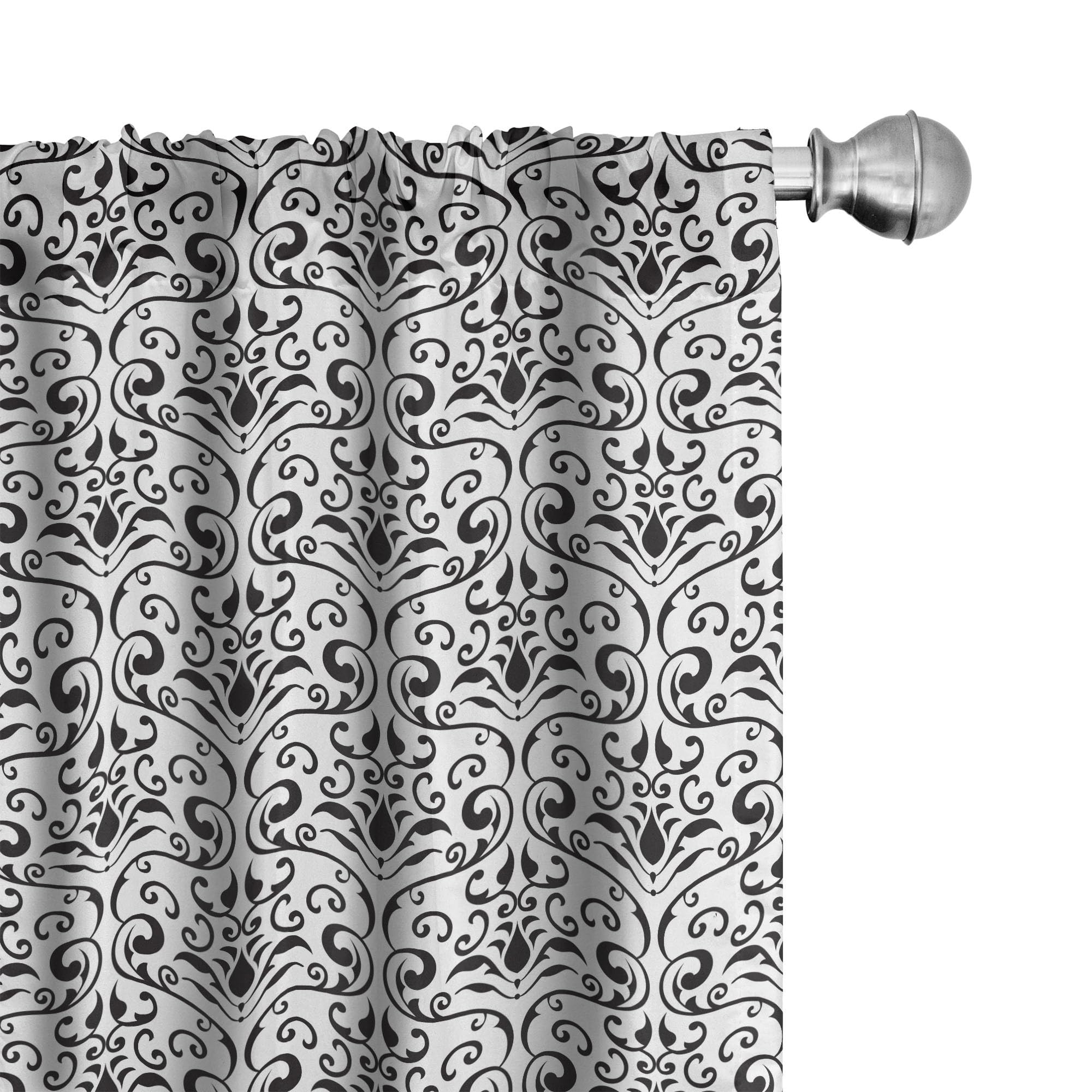 Ambesonne Acanthus Curtains - Baroque Inspired Monochromatic Design with Continuous Curly Motif Pattern, 2 Panel Set (28
