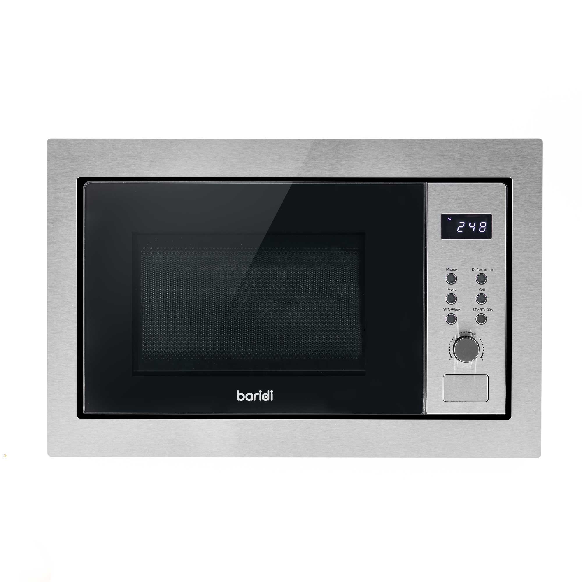 Baridi 25L Built-in Microwave Oven with Grill Function - 900W Stainless Steel Kitchen Appliance for Baking, Reheating & Defrosting - Perfect for Home, Office & Dorm Use (Model DH197)