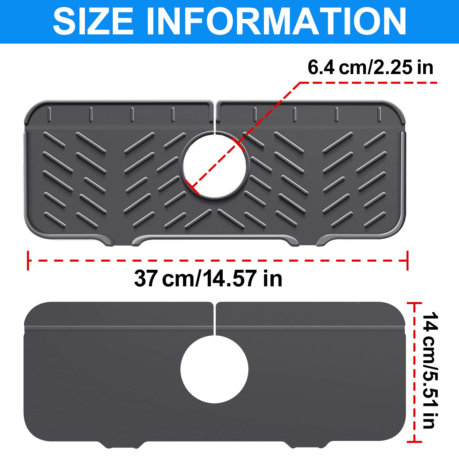 2 PCS Silicone Kitchen Sink Splash Guard - Water Splash Prevention Tray for Faucets, Durable Draining Pad for Kitchen, Bathroom, Bar & RV - Perfect for Washing Dishes, Cleaning Vegetables & Preventing Countertop Mess