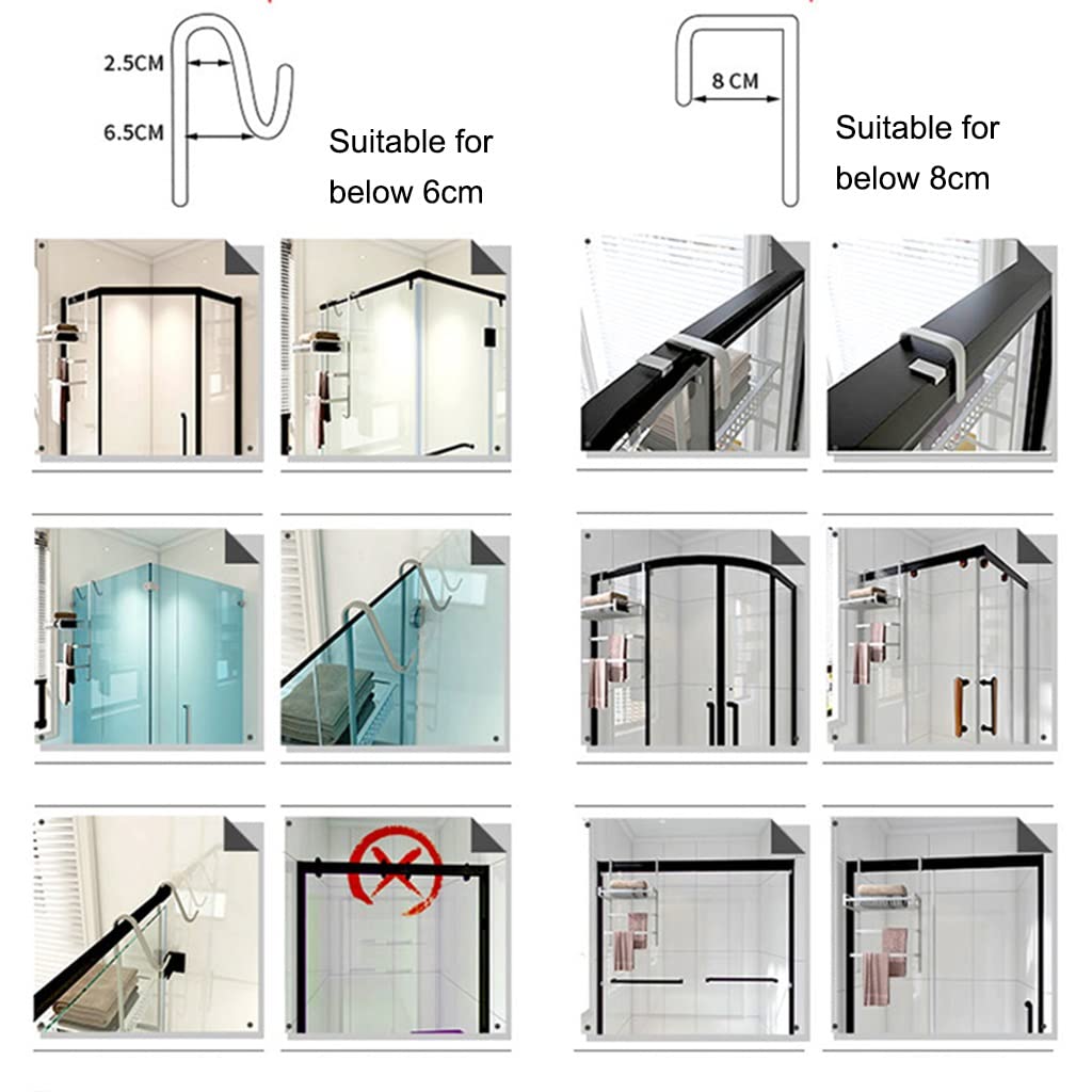 Over The Door Shower Caddy - 2-Tier Hanging Bathroom Storage Organizer with Hooks & Floating Shelves (32x12.5x73cm) - Space Saving Solution for Shower, Bathtub & Small Bathrooms