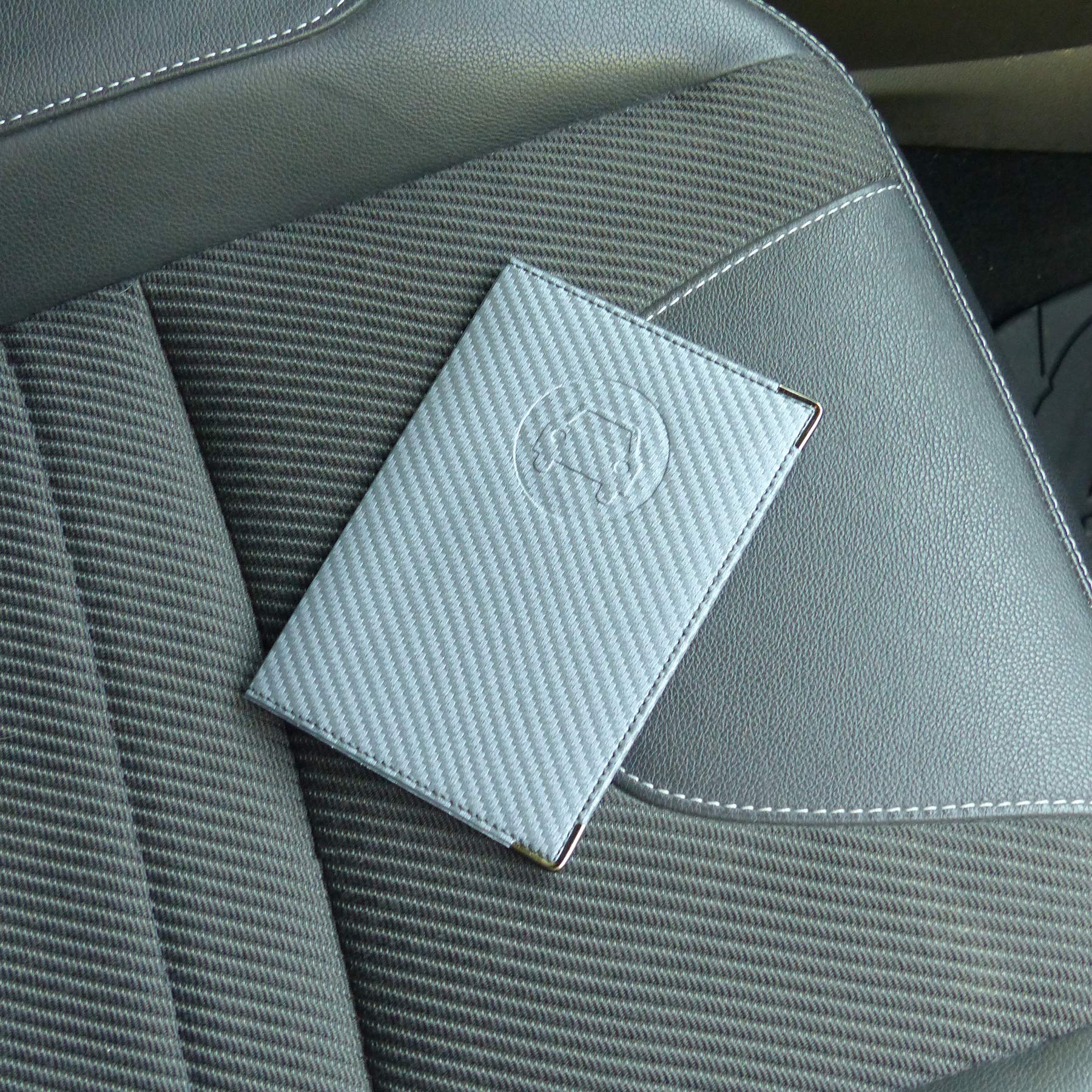 SANS 550067 Car Paper Holder - Carbon Finish Dark Grey - Organize Receipts & Documents in Your Vehicle - Perfect for Car, Truck, SUV & Office Use