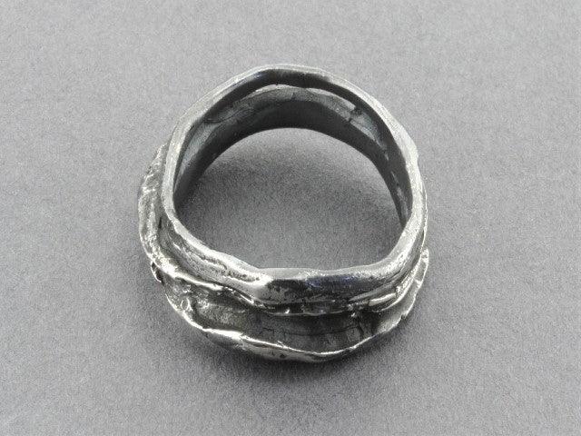Double Organic Band Oxidized Sterling Silver Ring - Handmade Boho Jewelry for Women, Perfect for Everyday Wear & Special Occasions