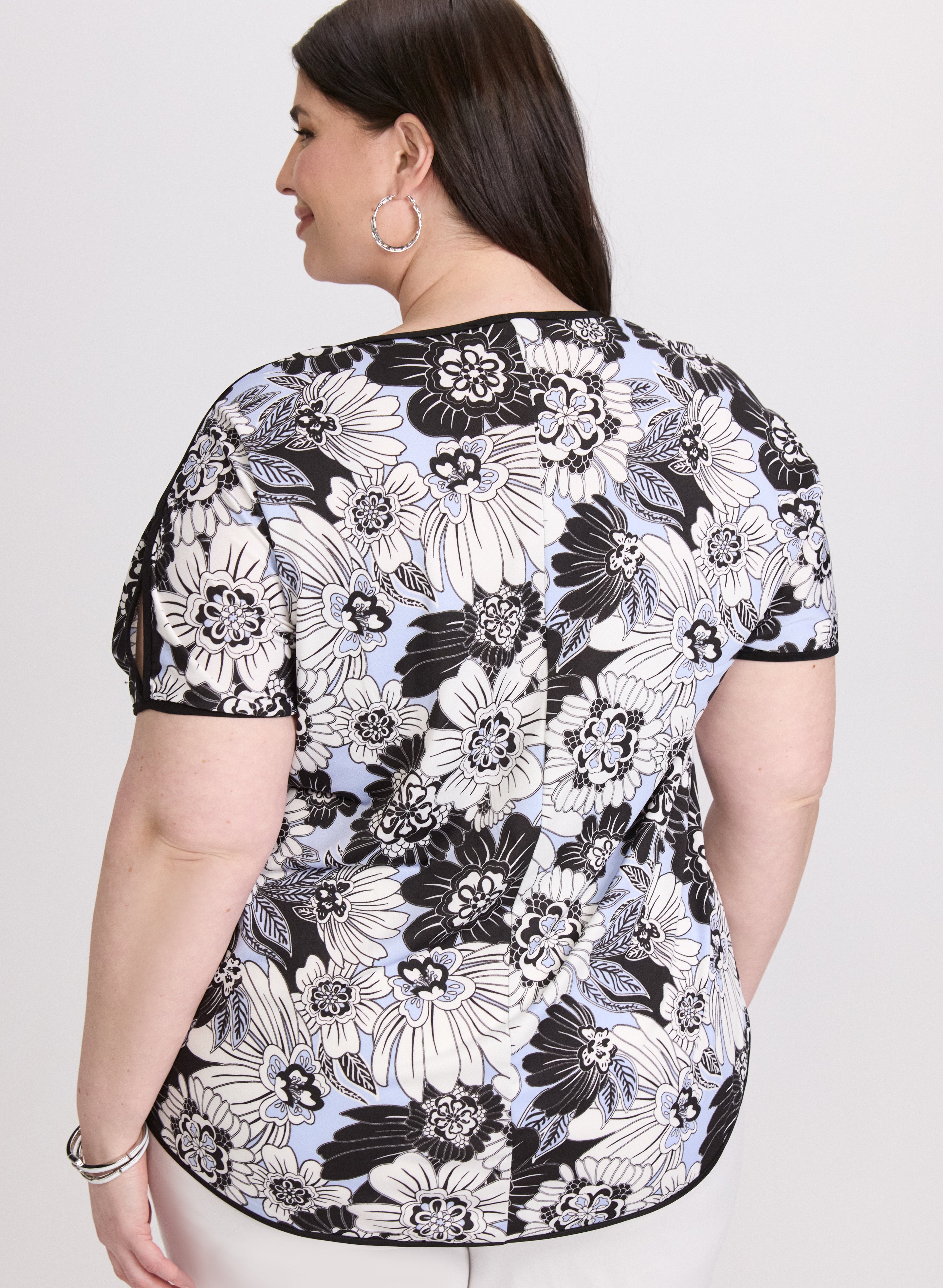 Floral Print Split Sleeve Blouse for Women - Elegant Boho Chic Tunic Top for Casual Outings, Date Nights & Summer Vacations