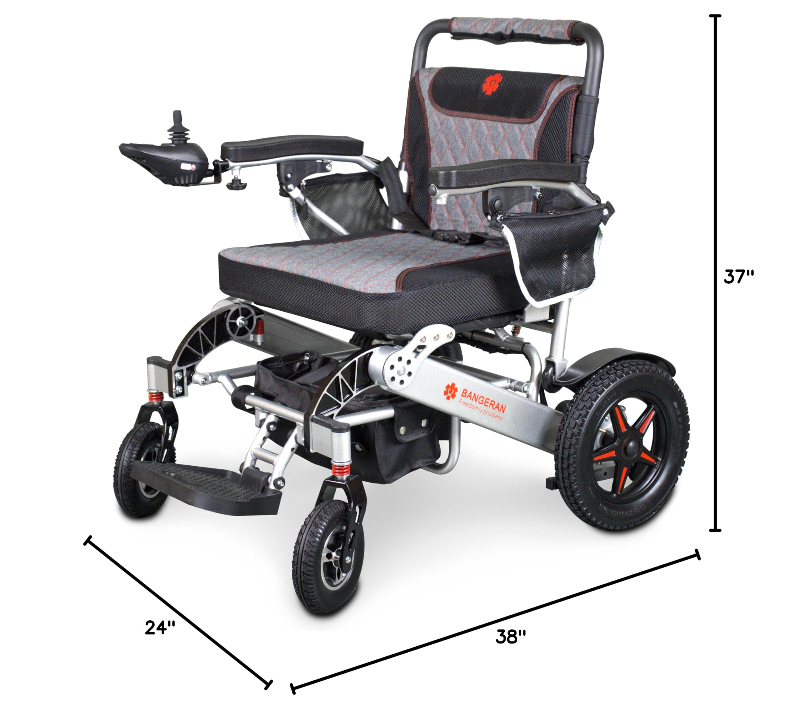 Lightweight Electric Power Wheelchair Mobility Scooter - Foldable Travel Wheelchair for Adults & Seniors - FAA Approved Airplane Safe Motorized Wheelchair (Silver) | Perfect for Air Travel, Shopping Malls & Outdoor Activities