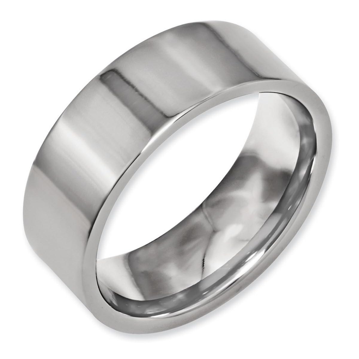 Titanium Flat Band Ring 8mm Polished Wedding Band for Women & Men - Durable & Hypoallergenic Jewelry for Everyday Wear, Anniversary & Couple Gifts