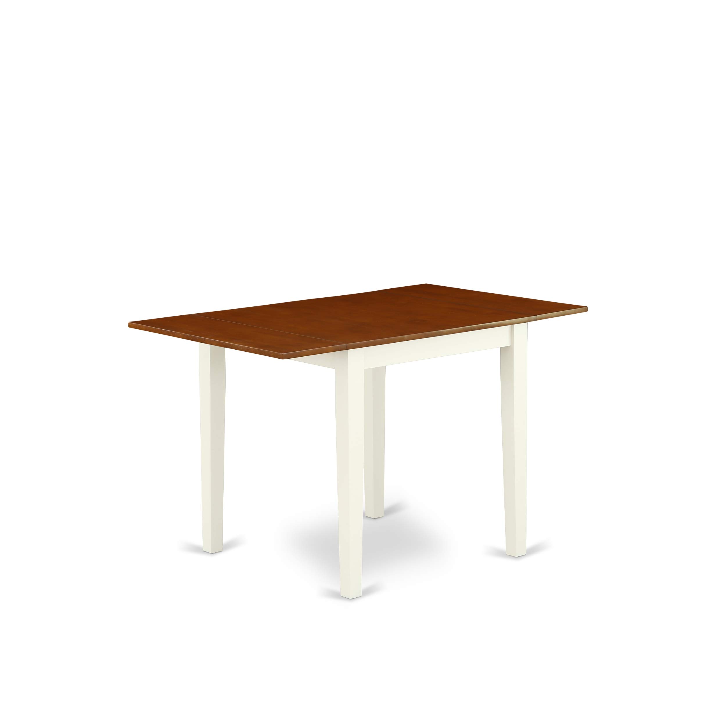 East West Furniture NDAV3-WHI-W 3-Piece Small Space Dinette Set with Drop-Leaf Rectangle Dining Table & 2 Chairs, 30x48 Inch, Buttermilk & Cherry - Perfect for Apartments, Breakfast Nooks & Cozy Dining Areas