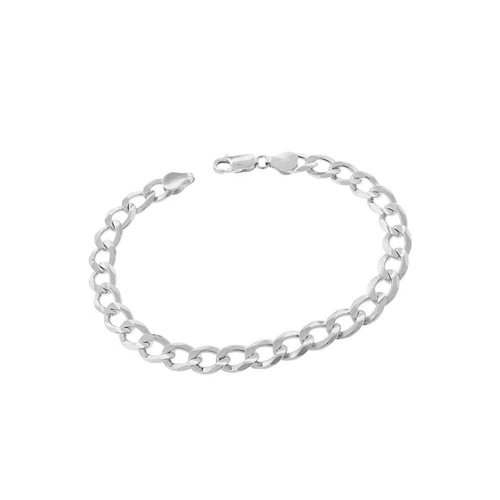 Mens 925 Sterling Silver Cuban Curb Bracelet - 7.5MM, 8.5MM, 11MM Diamond Cut Link Chain for Men, Perfect for Casual, Formal, and Everyday Wear