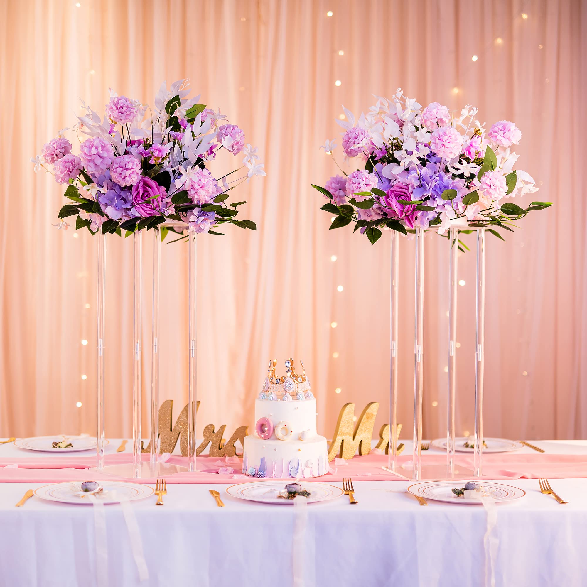 10 Pack Clear Acrylic Column Vases 23.6