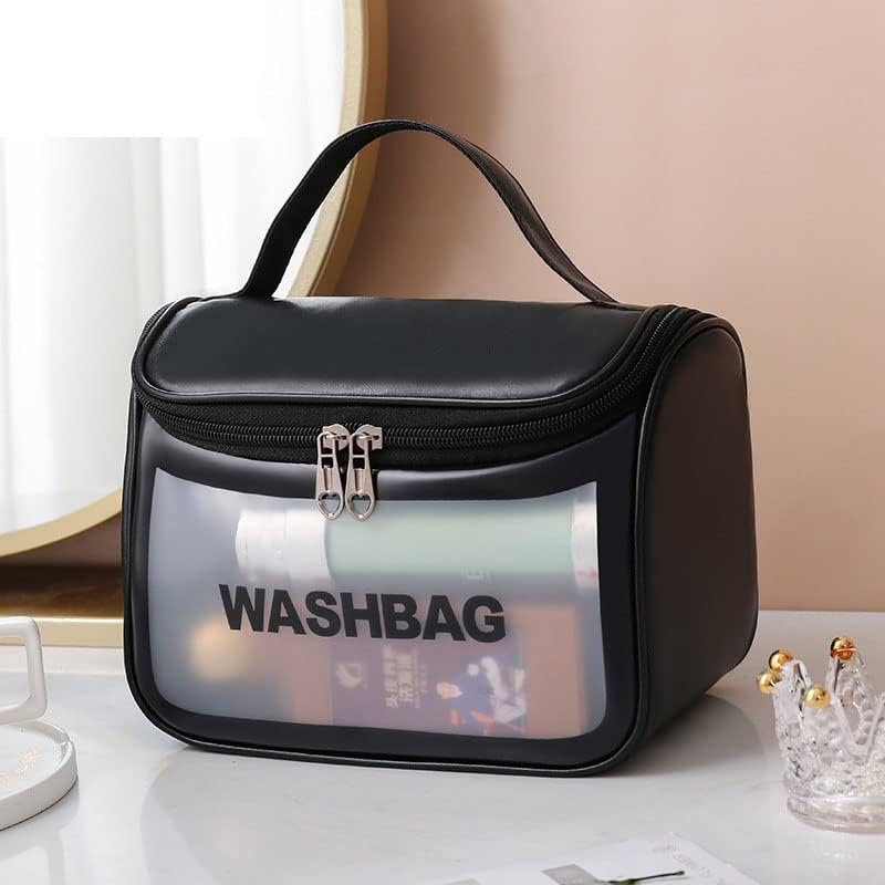Nightstar Clear PVC Zipper Cosmetic Travel Wash Bag - Waterproof Toiletry & Makeup Organizer Pouch for Women & Girls (3-Pack, Black) - Perfect for Travel, Gym, and Daily Essentials Storage