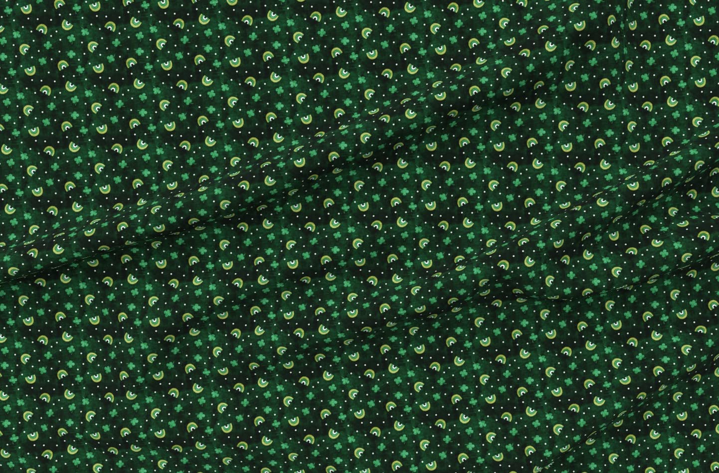 Lucky Dark Green Cute Clover Irish Rainbow Printed Minky Fabric by The Yard - Soft Plush Material for Sewing Baby Blankets, Quilt Backing & DIY Crafts - Perfect for St. Patrick's Day Decorations & Nursery Projects