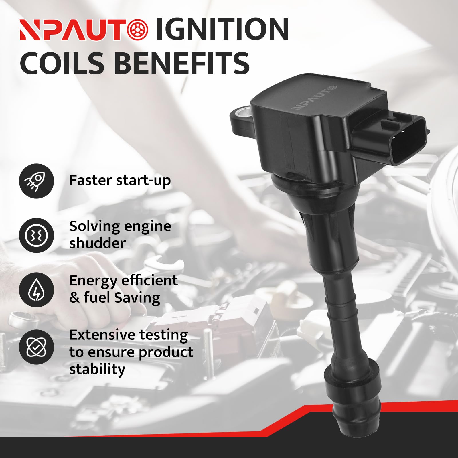 High Performance Ignition Coil Pack Set of 8 - Compatible with 2004-2007 Nissan Titan 5.6L V8, 2005-2006 Nissan Armada & Infiniti QX56 (OE# 22448-7S015, C1483, UF510) - Perfect for Engine Tune-Ups and Performance Upgrades