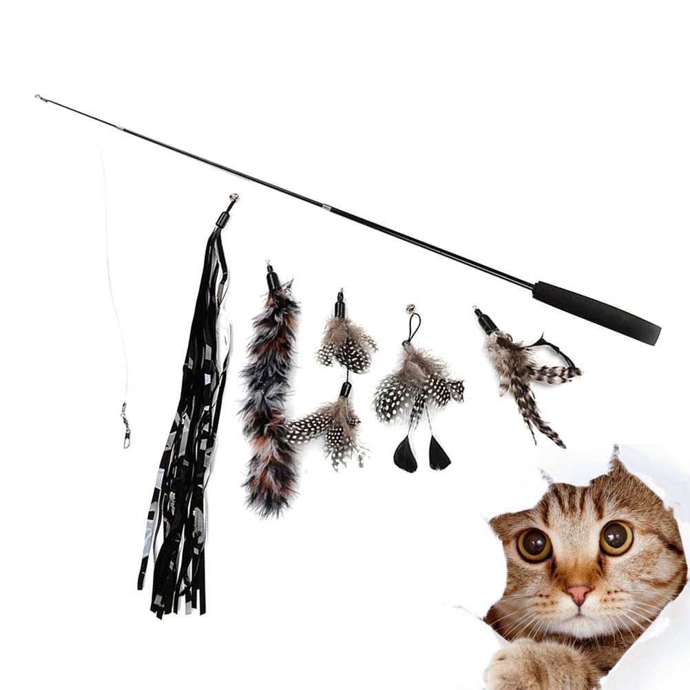 Baluue 6Pcs Interactive Cat Toys Set - Kitten Teaser Wand, Chaser & Pet Wand Toy for Indoor Play, Exercise & Bonding with Your Cat