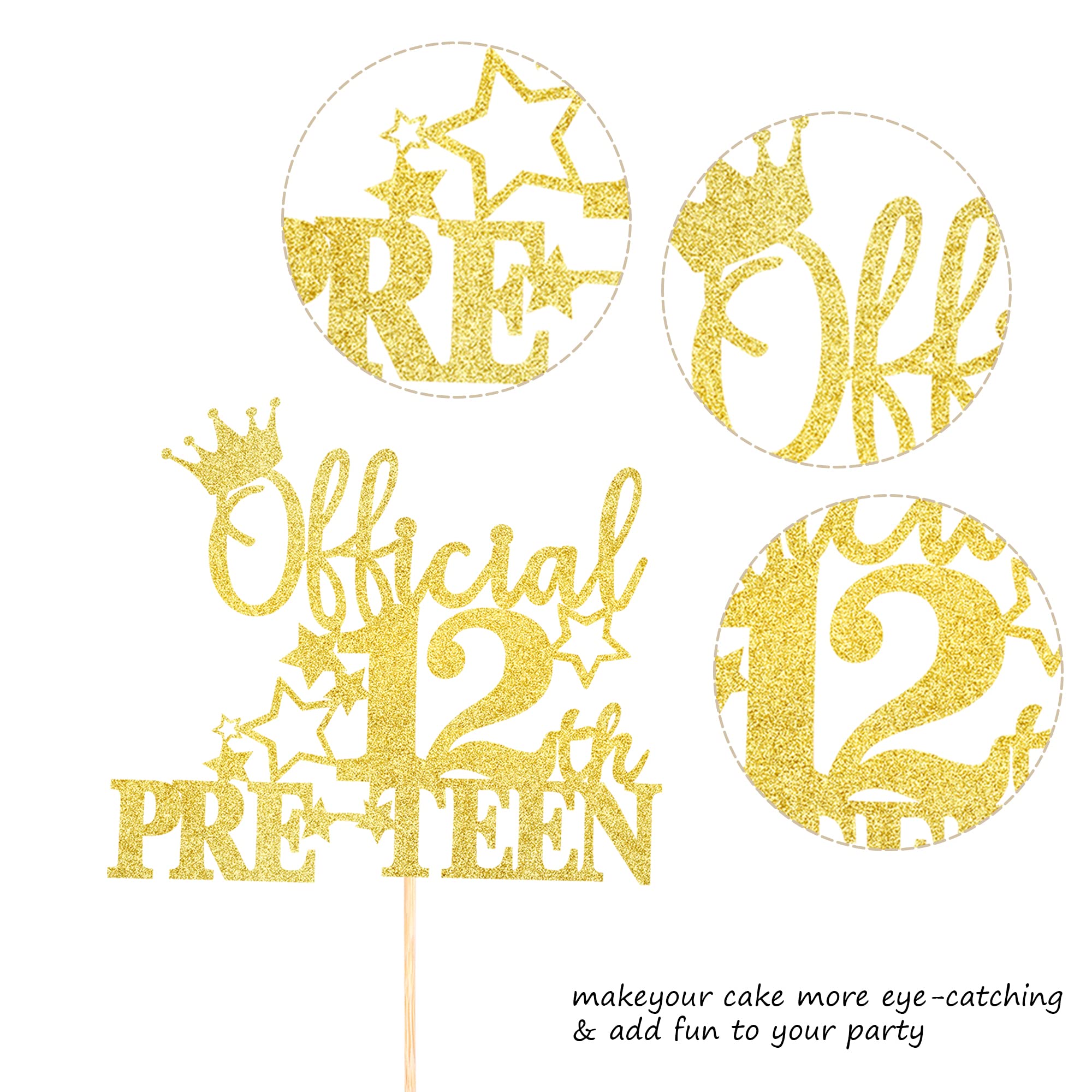 1 Pack Glitter Happy 12th Birthday Cake Topper - Cheers to 12 Years Cake Decorations for Pre-Teen Birthday Party Supplies (Black) | Perfect for 12th Birthday Cakes, Cupcakes & Party Decor