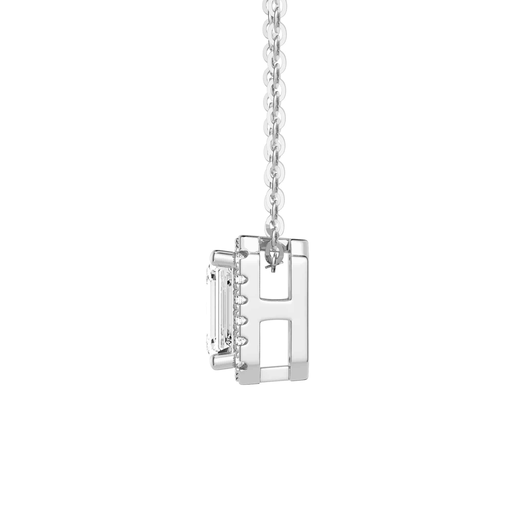 Emerald Cut Pavé Moissanite Halo Pendant Necklace - 14K Gold Plated Elegant Jewelry for Women | Perfect for Weddings, Anniversaries & Special Occasions