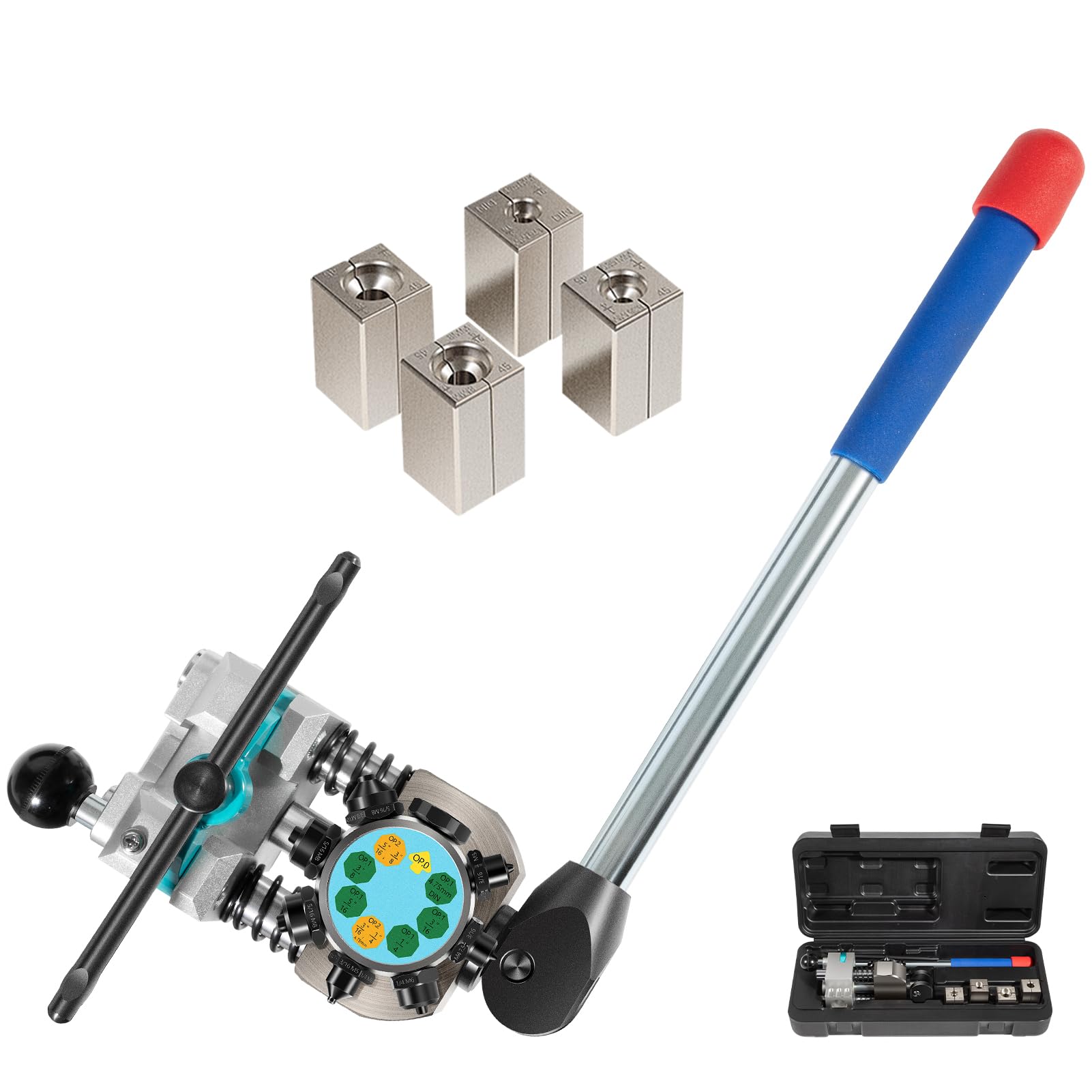 Professional Brake Tube Flaring Tool Kit - 45 Degree Single, Bubble & Double Flare Set for 3/16”, 1/4