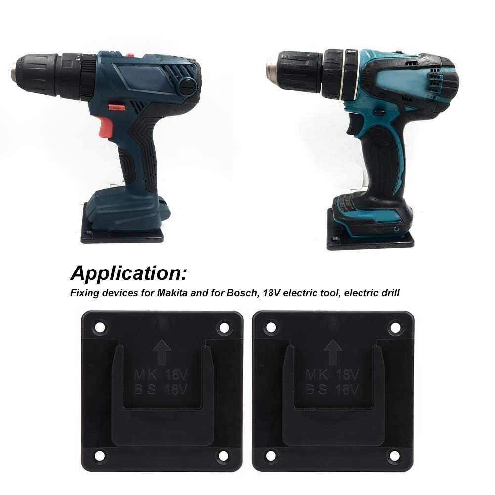 2-Pack Black 18V Electric Tool Holder & Storage Rack - Heavy Duty Power Tool Organizer for Drills, Saws & More - Perfect for Garage, Workshop & DIY Projects