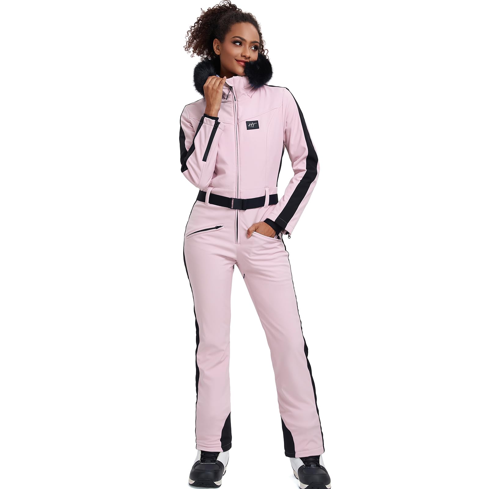 HOTIAN Women's Slim Fit Waterproof Ski Suit - One Piece Jumpsuit for Snowboarding & Winter Outdoor Activities | Warm & Comfortable for Skiing, Snow Sports & Cold Weather Adventures