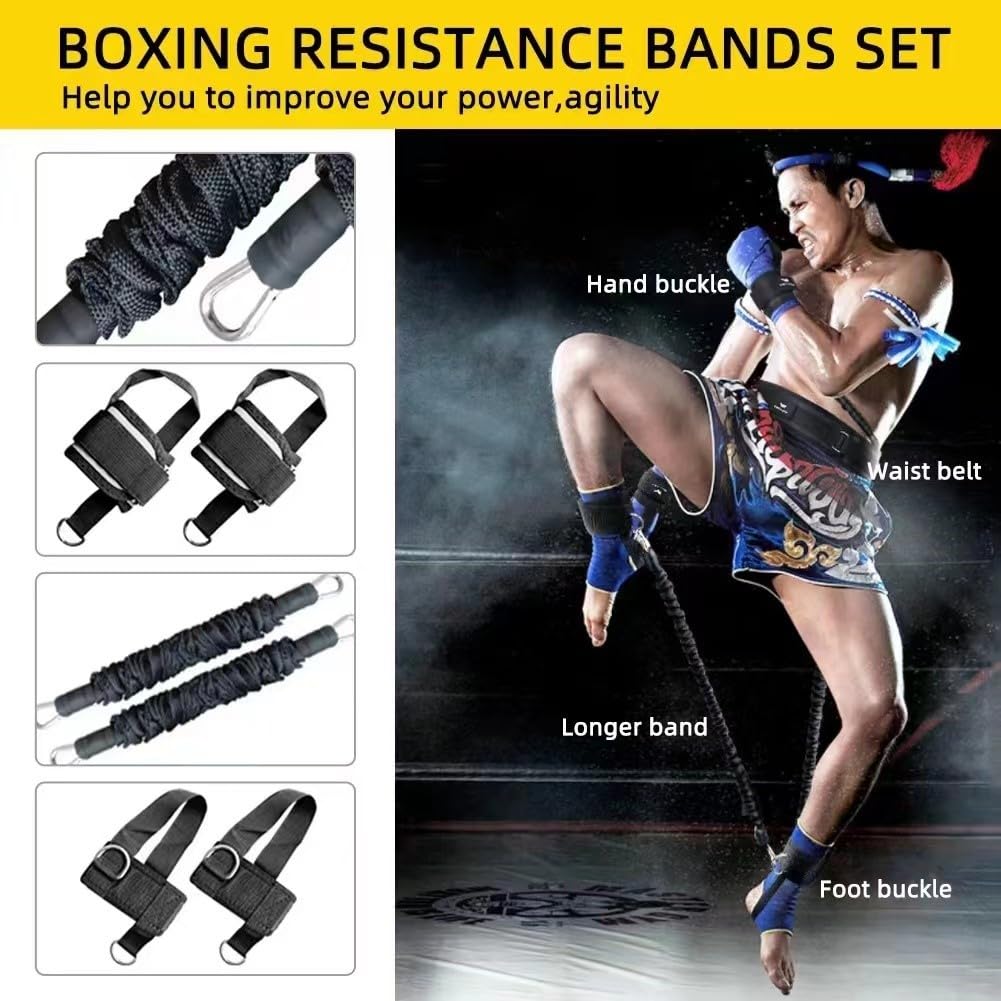 Boxing Resistance Bands - Full Body Workout Equipment for Strength & Agility Training | MMA, Volleyball, Basketball & Football Training Gear | Perfect for Home Gym, Sports Conditioning & Combat Fitness