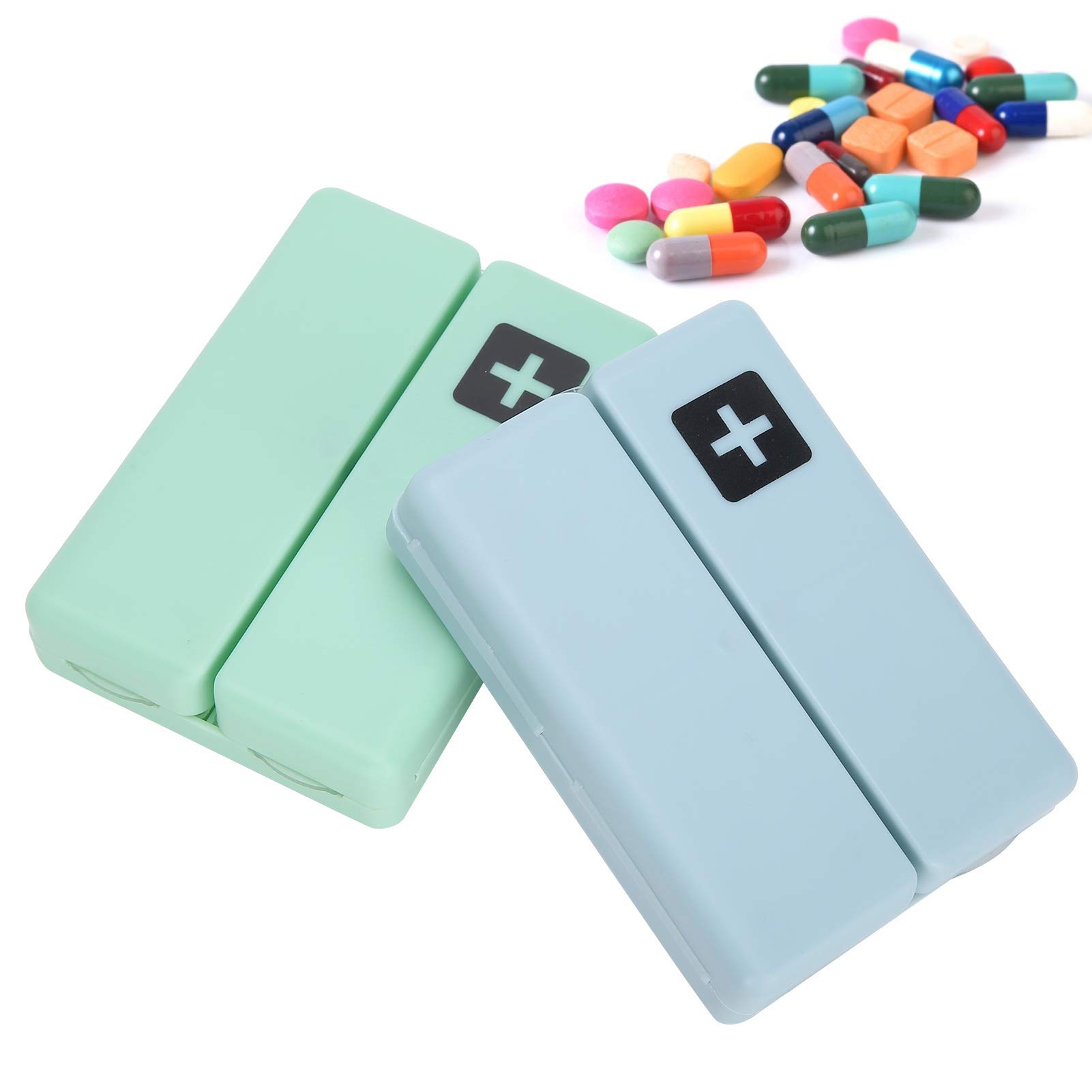 2-Pack Plastic Vitamin Storage Box with Secure Lid - Organize Pills, Supplements & Medications for Travel, Home & Office Use