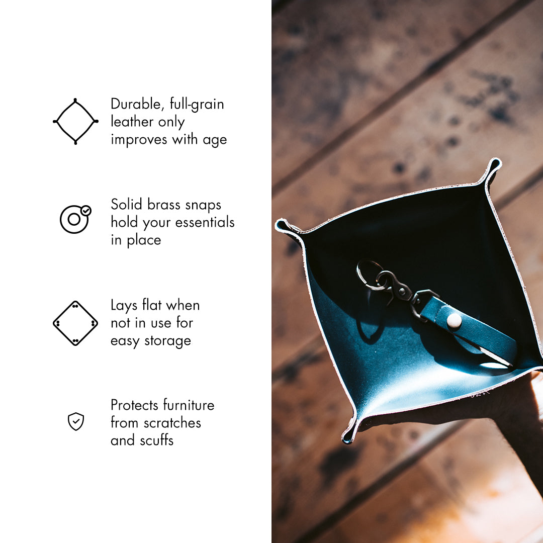 Premium Leather Valet Tray for Keys, Wallet & Jewelry | Handmade Organizer for Dresser, Nightstand & Entryway | Perfect Gift for Men & Women