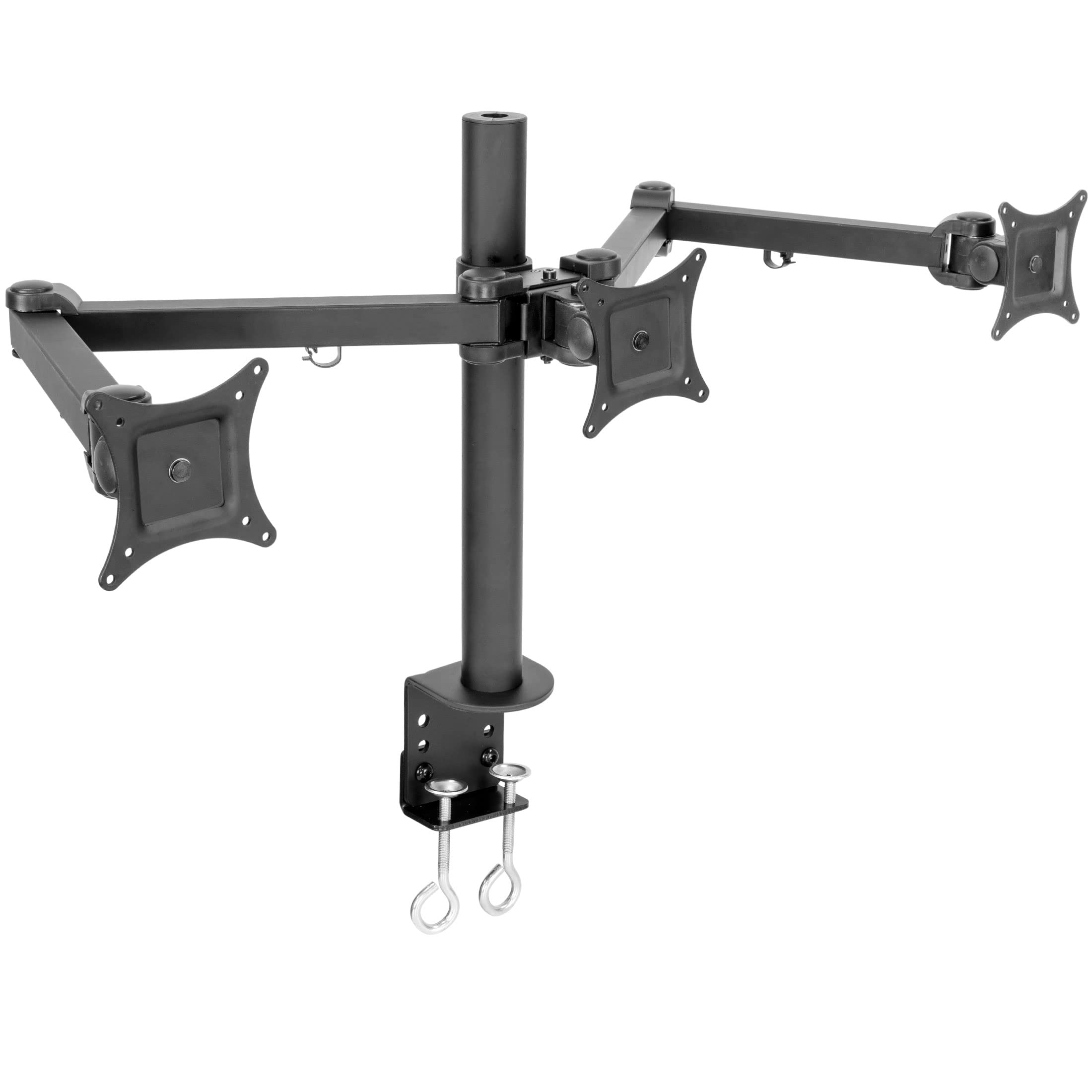 Mount-It! Triple Monitor Stand for 19-24 Inch Screens - Heavy Duty Full Motion 3 Monitor Desk Mount with C-Clamp Base | VESA 75x75/100x100 Compatible | Perfect for Home Office, Gaming Setup & Multi-Tasking Workspaces