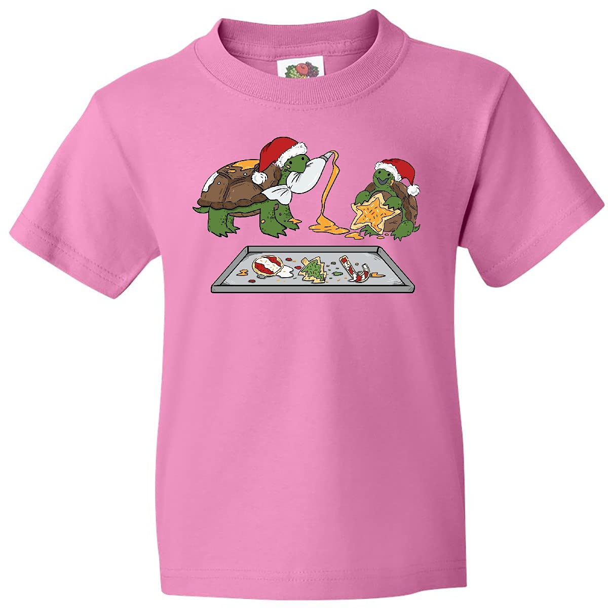 Inktastic Cute Turtles Baking Christmas Cookies Youth T-Shirt | Fun Holiday Graphic Tee for Kids | Perfect for Christmas Parties & Family Gatherings