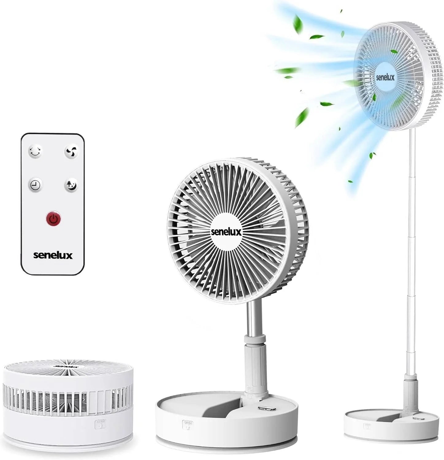 Senelux P11 Battery Operated Fan with Remote Control - Portable Cooling Fan for Home, Office, Outdoor Camping & Travel