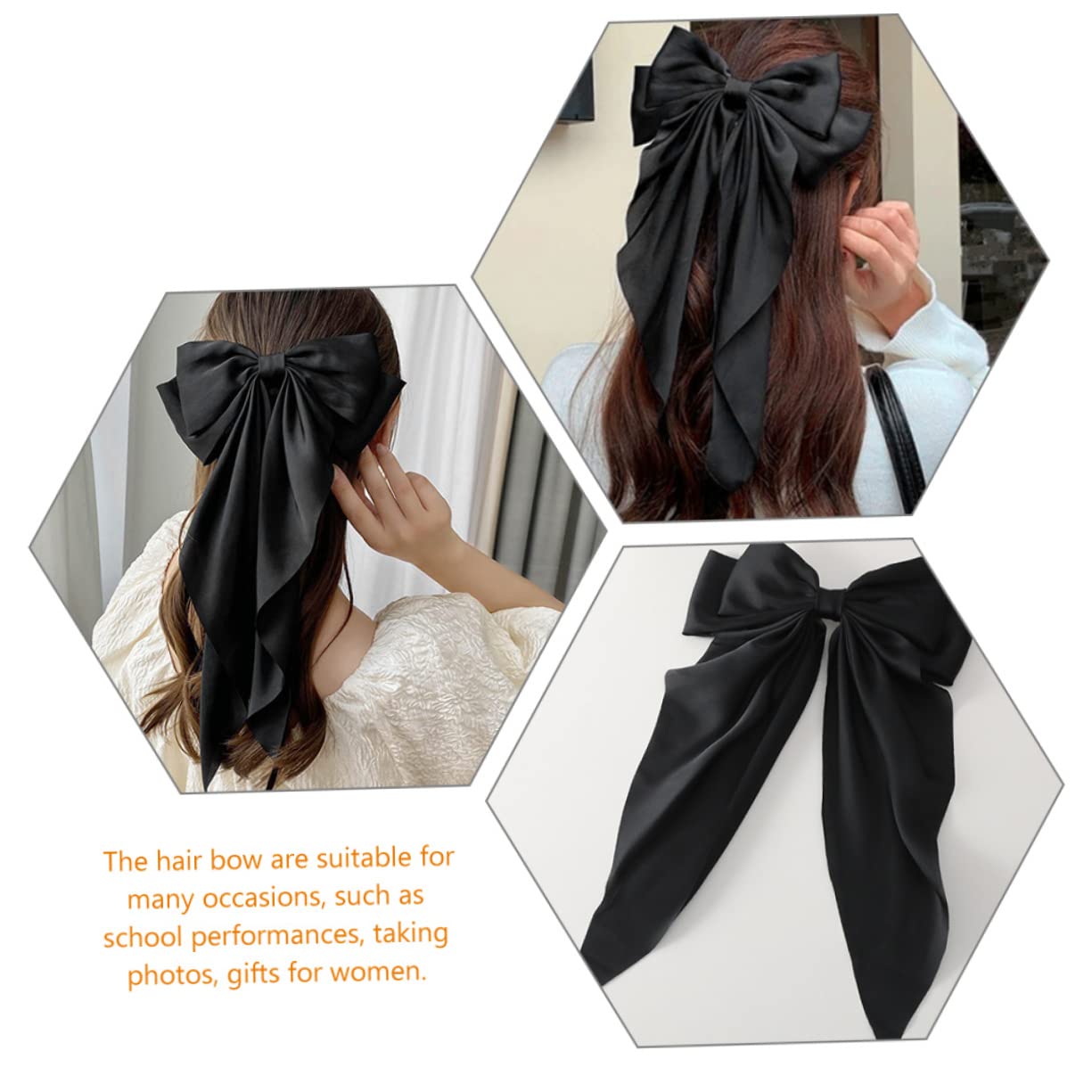 Minkissy 4 Sets Elegant Bowknot Hair Clips for Women - Large Hair Bows, Ribbon Hair Accessories (8 Pieces) - Perfect for Weddings, Parties, and Everyday Styling