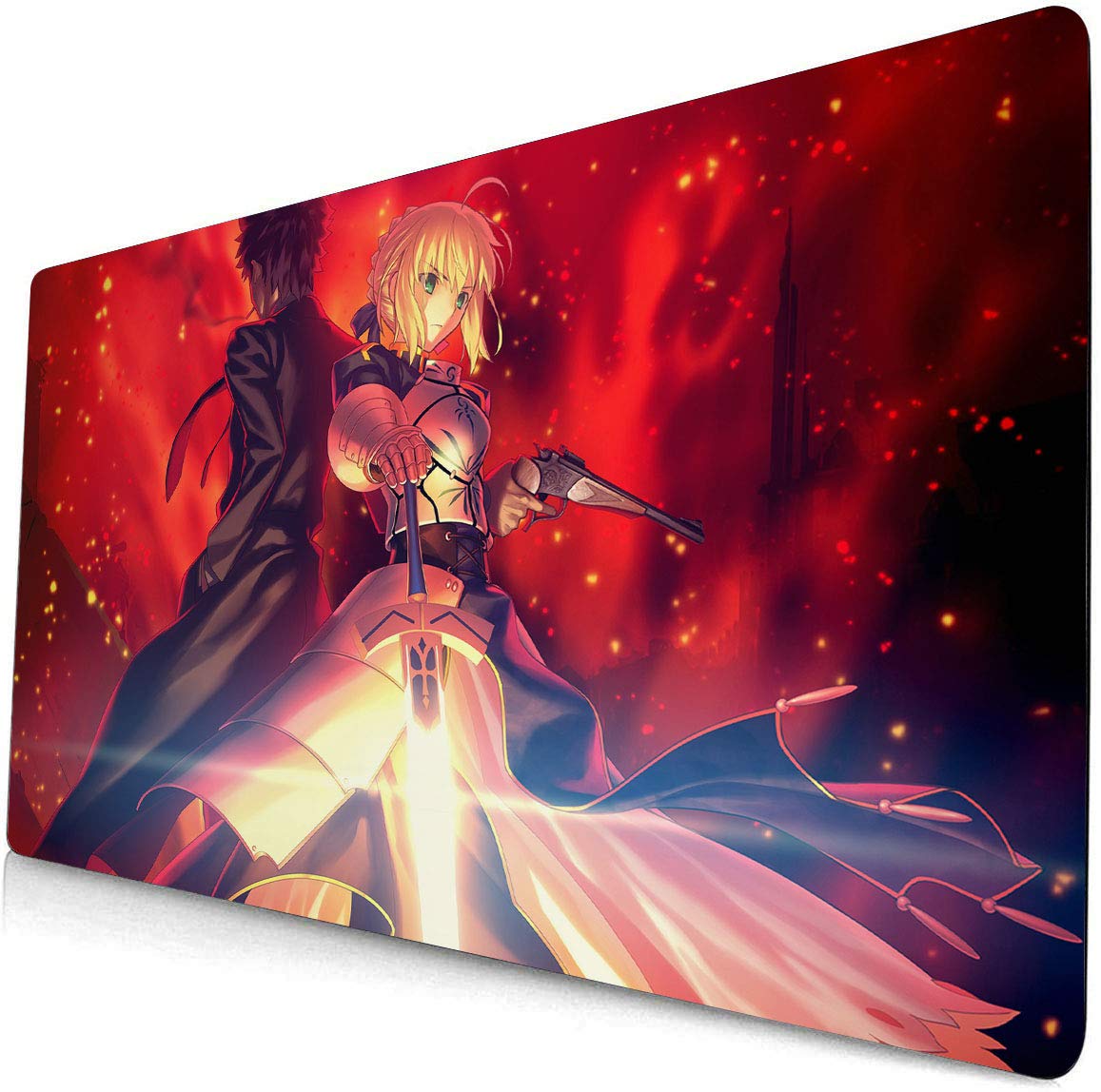 Fate Stay Night Anime Mouse Pad - Large Gaming & Office Desk Mat for Keyboard & Mouse - Saber & Fate Grand Order Themed - Non-Slip Computer Table Mat (435) - Perfect for Anime Fans, PC Gamers & Office Work